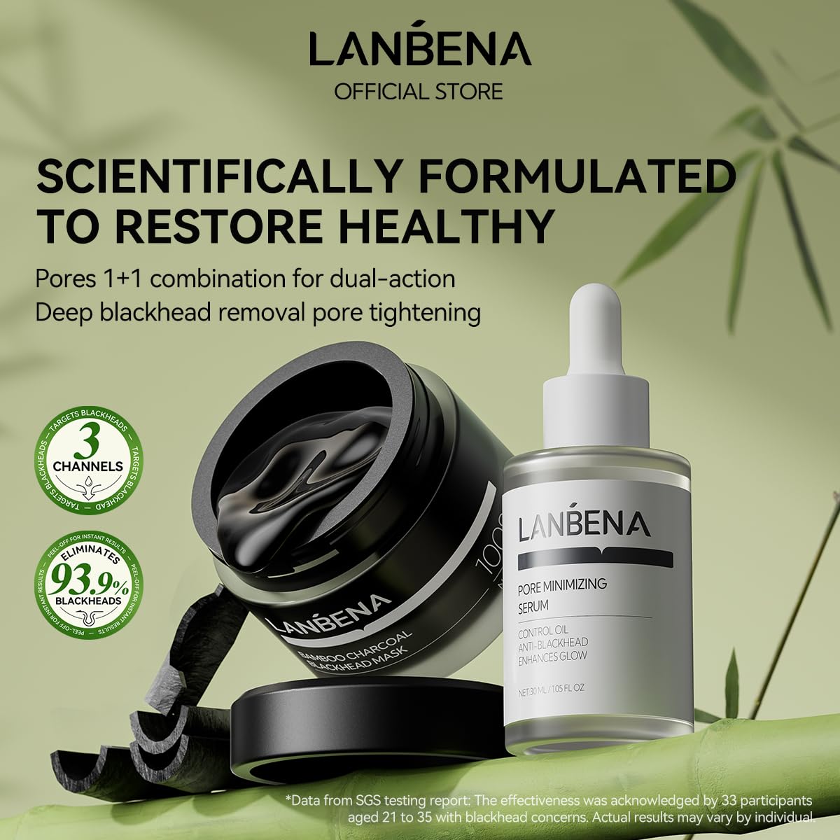 Foto 3 pulgar | Set Eliminador De Puntos Negros Lanbena 3 En 1, Tiras Para Poros Y Sérum - Venta Internacional.