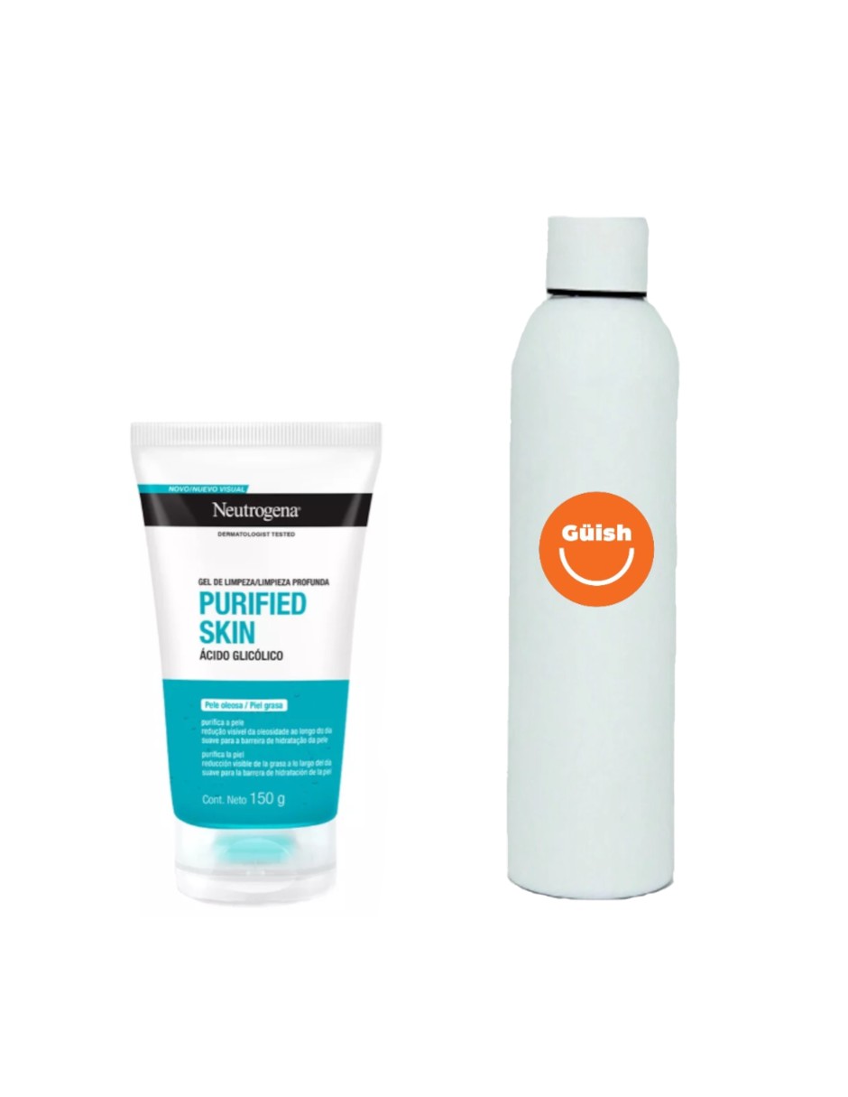 Gel Limpiador Facial Neutrogena Purified Skin + Termo De Agua De Regalo Güish
