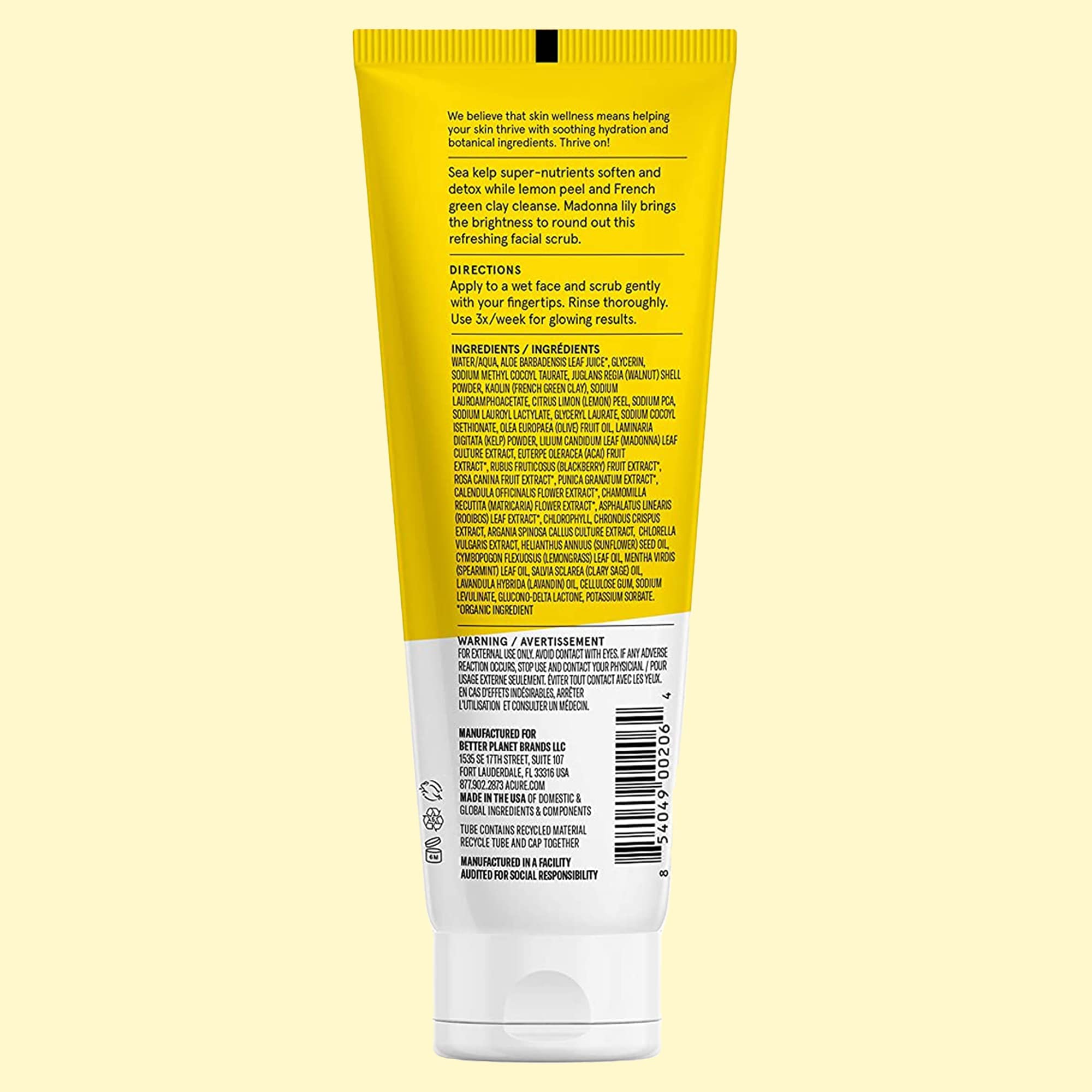 Foto 7 pulgar | Exfoliante Facial Acure Brightening Sea Kelp & French Green Clay - Venta Internacional.