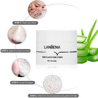 Foto 4 | Tiras Eliminadoras De Puntos Negros Lanbena Para Poros Nasales Con Máscara Exfoliante - Venta Internacional.