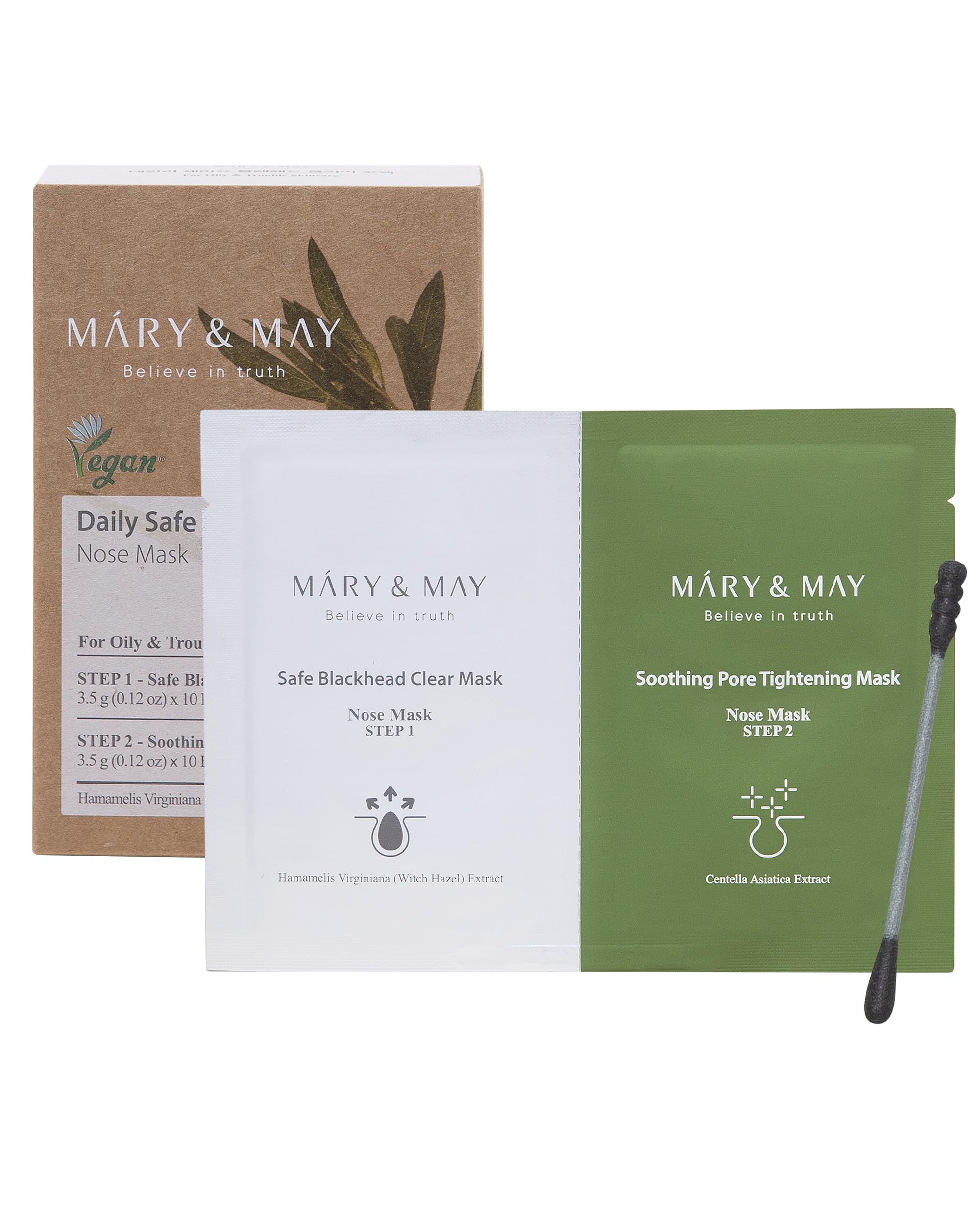 Foto 2 pulgar | Máscara Nasal Mary&may Daily Safe Blackhead Clear, Paquete De 10 - Venta Internacional.