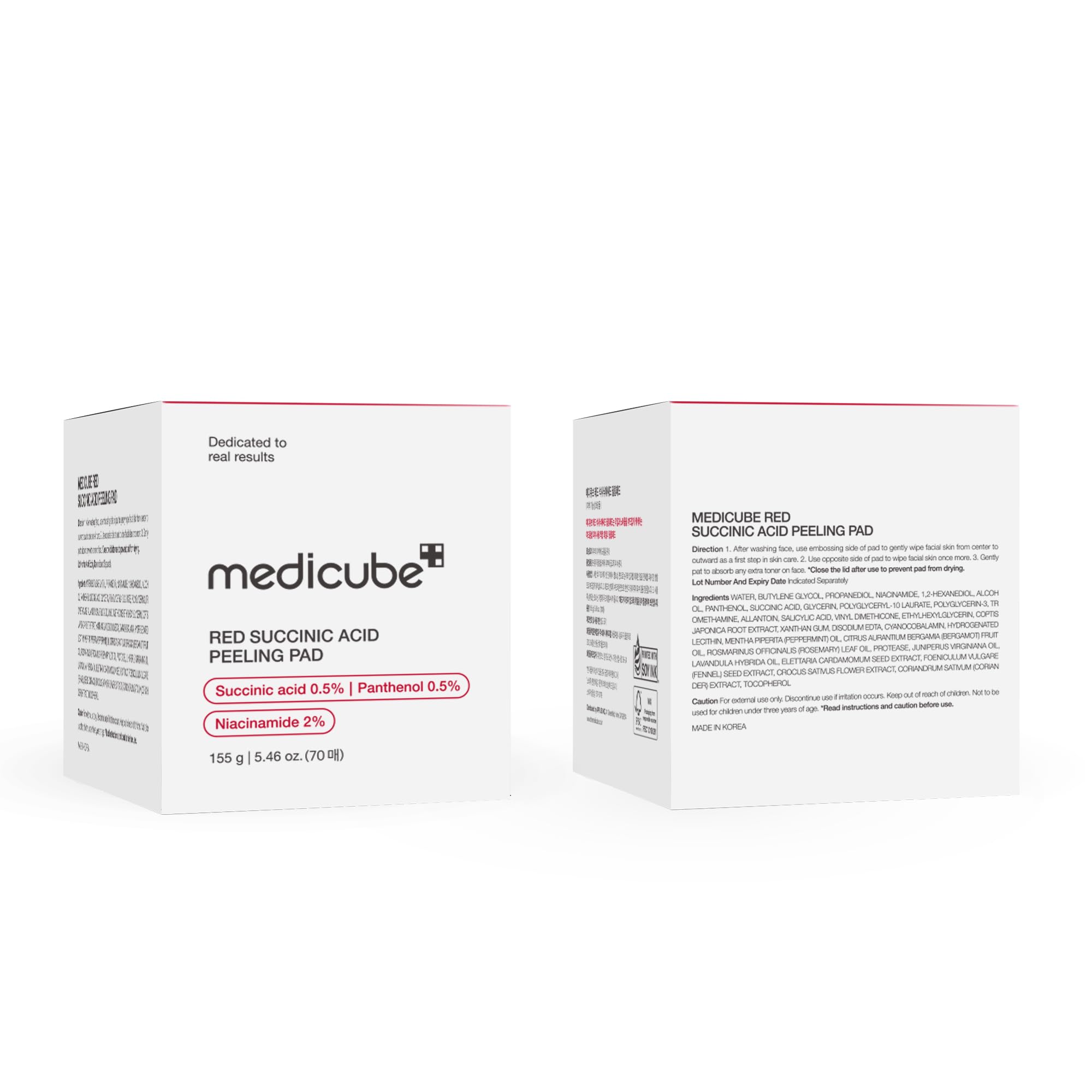 Foto 7 pulgar | Almohadillas Exfoliantes Faciales Medicube, Ácido Succínico Rojo Y Pantenol - Venta Internacional.
