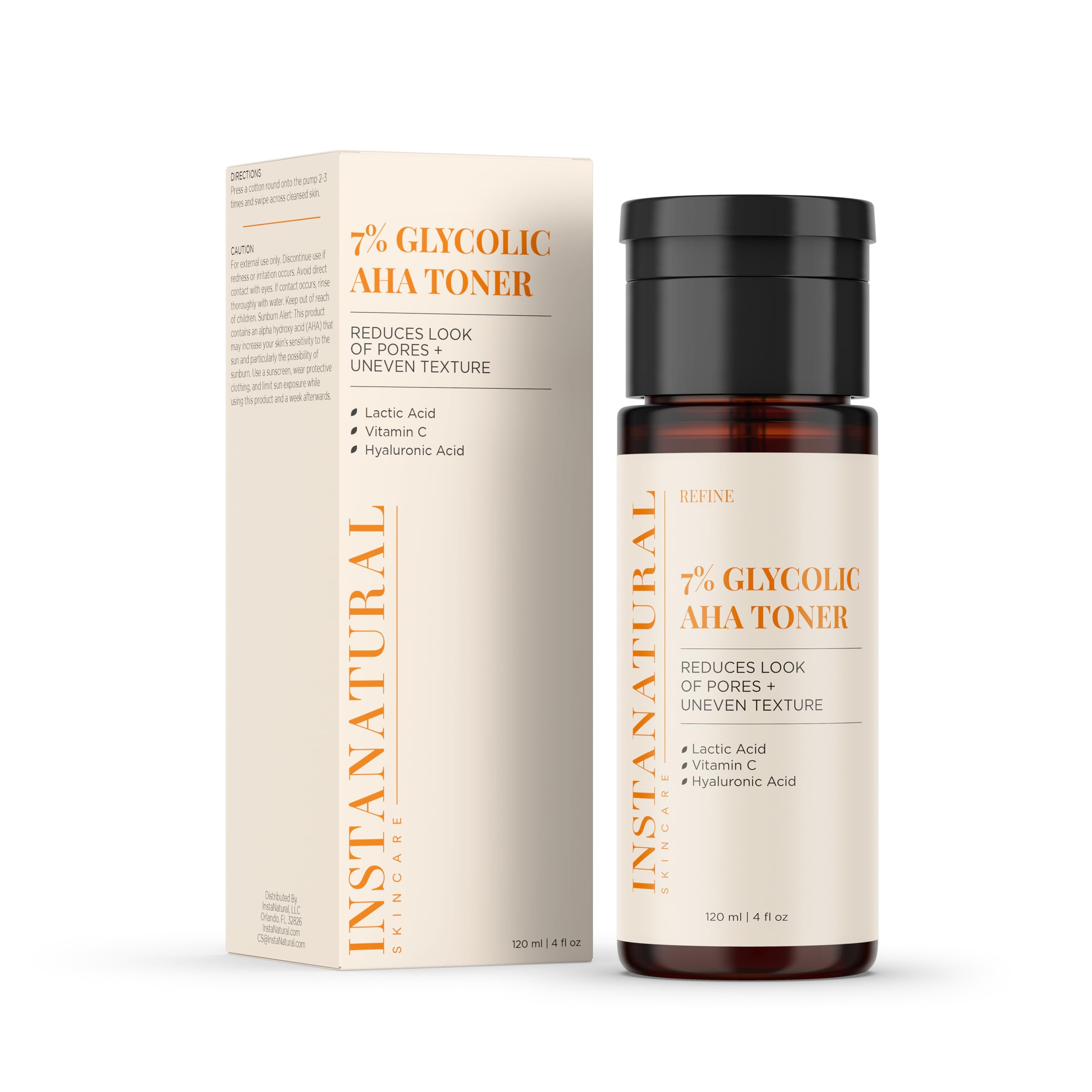 Tónico Facial Instanatural 7% Glicólico Aha Con Vitamina C 120 Ml - Venta Internacional.
