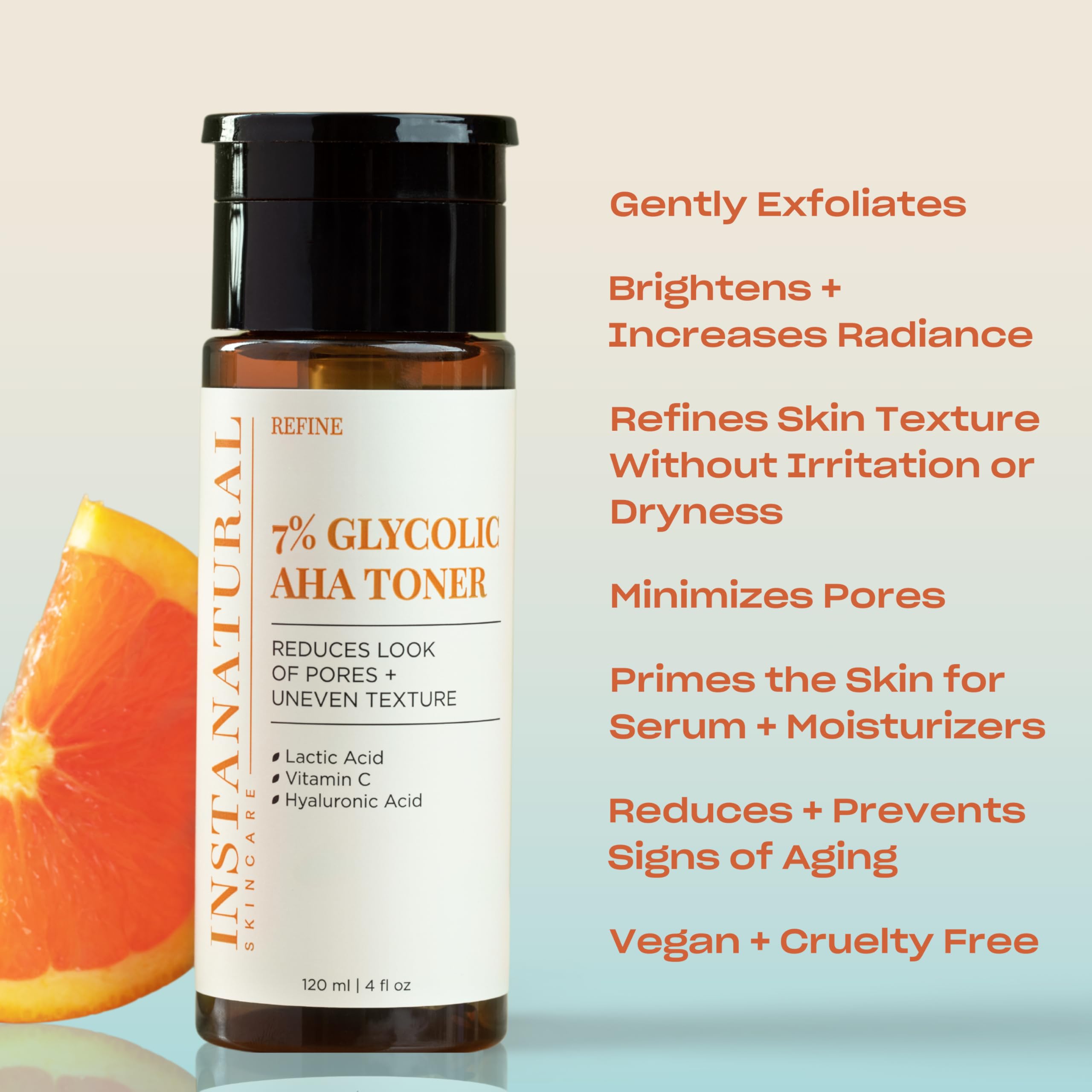 Foto 2 | Tónico Facial Instanatural 7% Glicólico Aha Con Vitamina C 120 Ml - Venta Internacional.