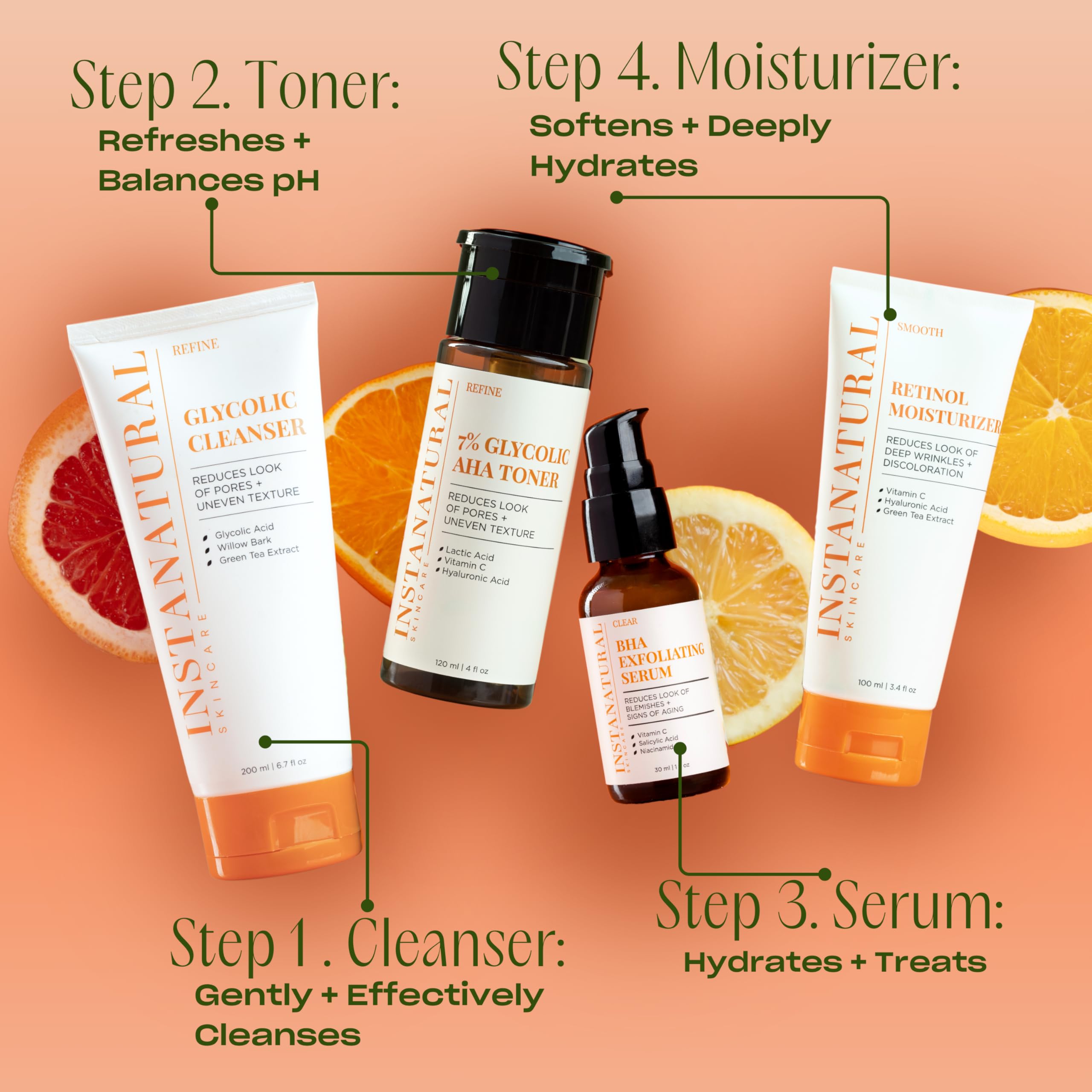 Foto 6 pulgar | Tónico Facial Instanatural 7% Glicólico Aha Con Vitamina C 120 Ml - Venta Internacional.