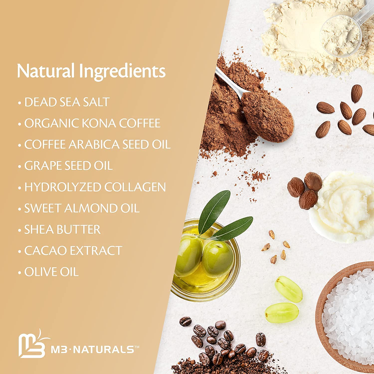 Foto 4 | Exfoliante De Café M3 Naturals Arábica Con Colágeno Y Células Madre  1 Paquete - Venta Internacional.