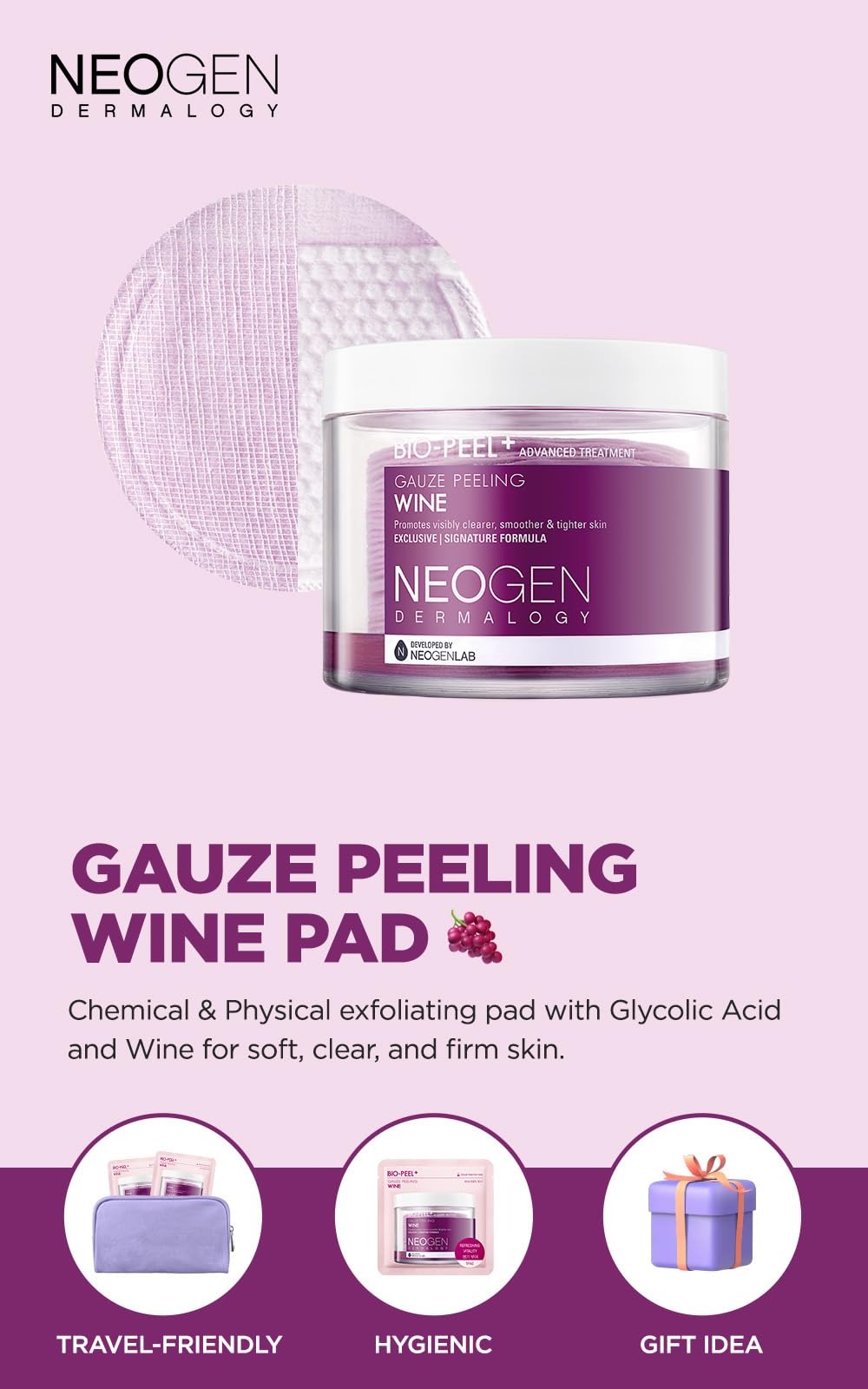 Foto 3 | Almohadillas Exfoliantes Dermalogy De Neogenlab Bio-peel Gauze (vino  30) - Venta Internacional.