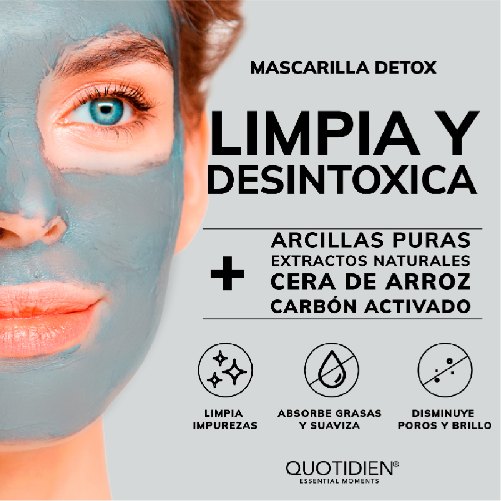 Foto 3 pulgar | Mascarilla Detox Quotidien de Carbón Activado y Arcillas Skin Care Facial 50g