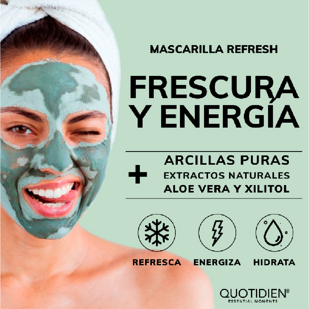 Foto 3 pulgar | Mascarilla Quotidien Refresh Hidratante con Arcillas Skin Care Facial 50g