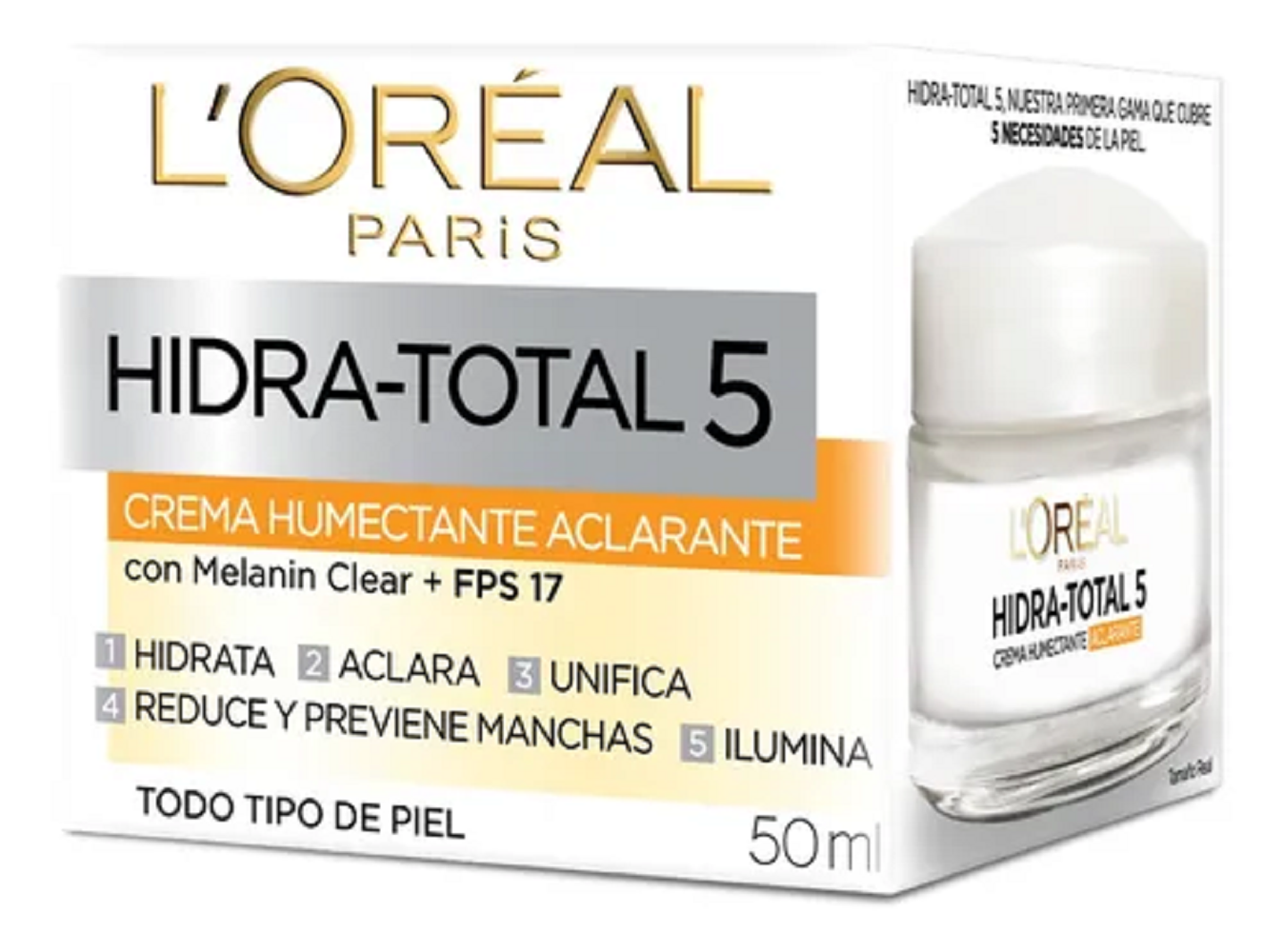 Foto 4 pulgar | Crema Loreal 50 ML Antimanchas de Hidra Total 5 Aclarante