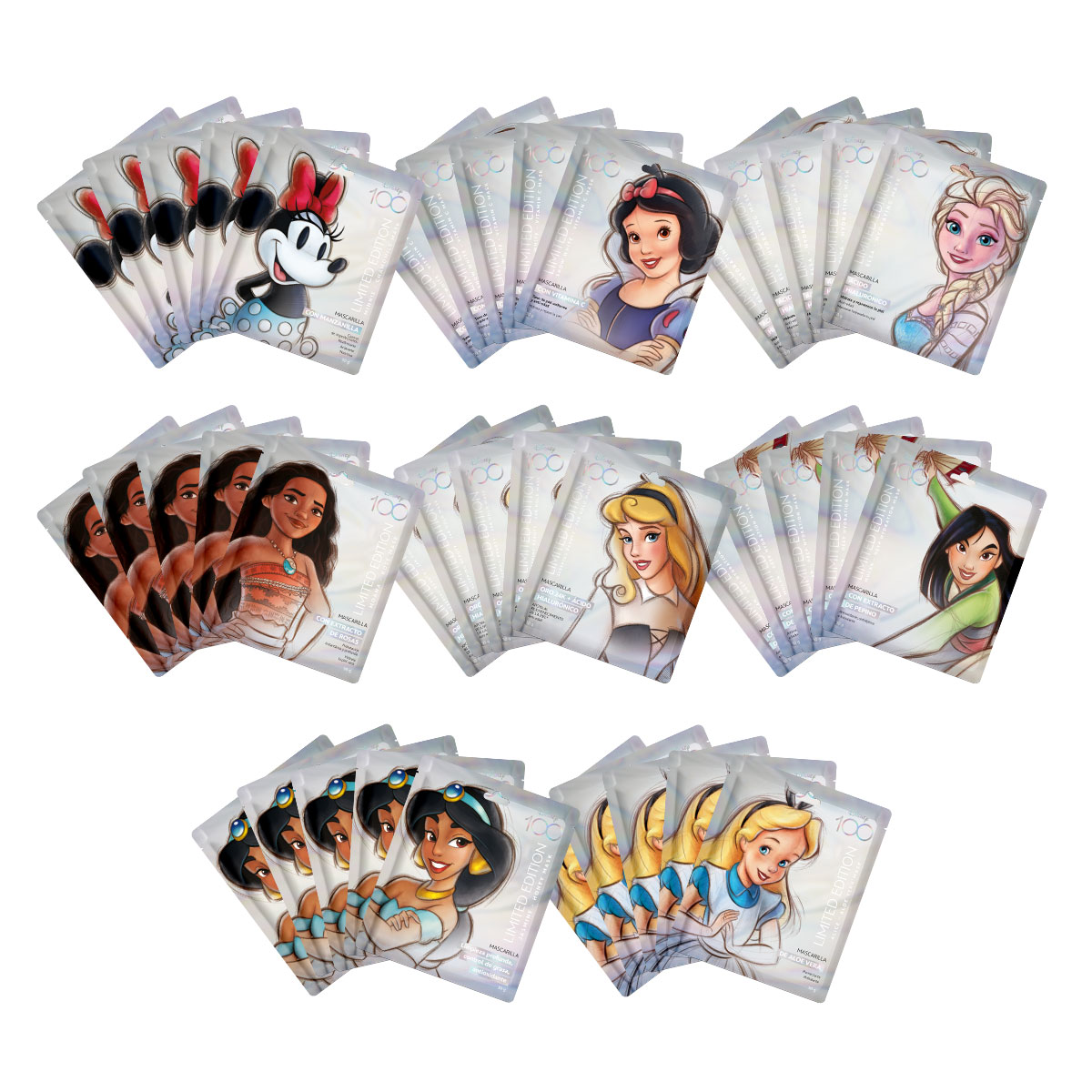 Set de  Mascarillas Faciales Disney Princesas 40 Piezas