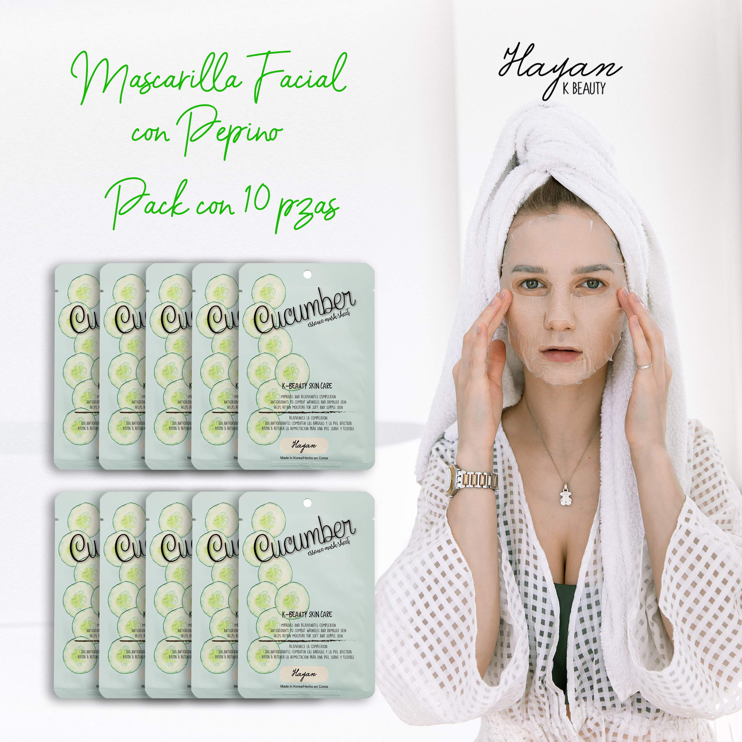 Foto 6 pulgar | Venta Internacional- Mascarilla Hidratante de Pepino Hayan K Beauty 10 Unidades