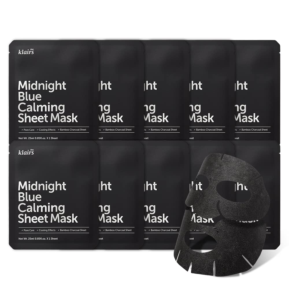 [máscara De Sábana] Dearklairs Midnight Blue Calming X10 Para Pieles Sensibles - Venta Internacional.