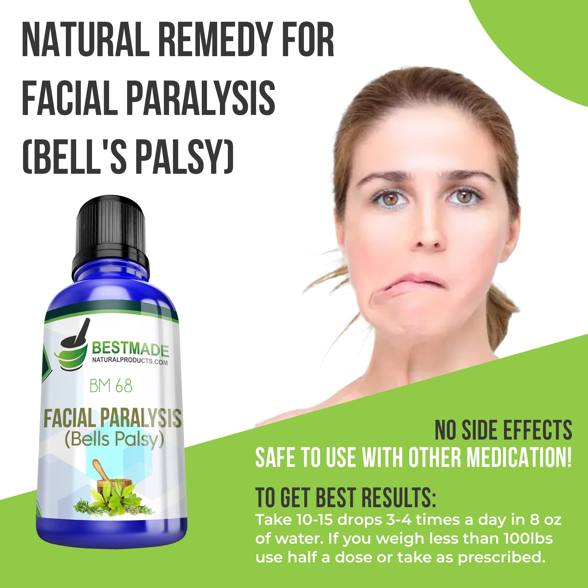 Foto 2 | Remedio Natural Para La Parálisis Facial, Parálisis De Bell Bm68, 15 Ml - Venta Internacional.