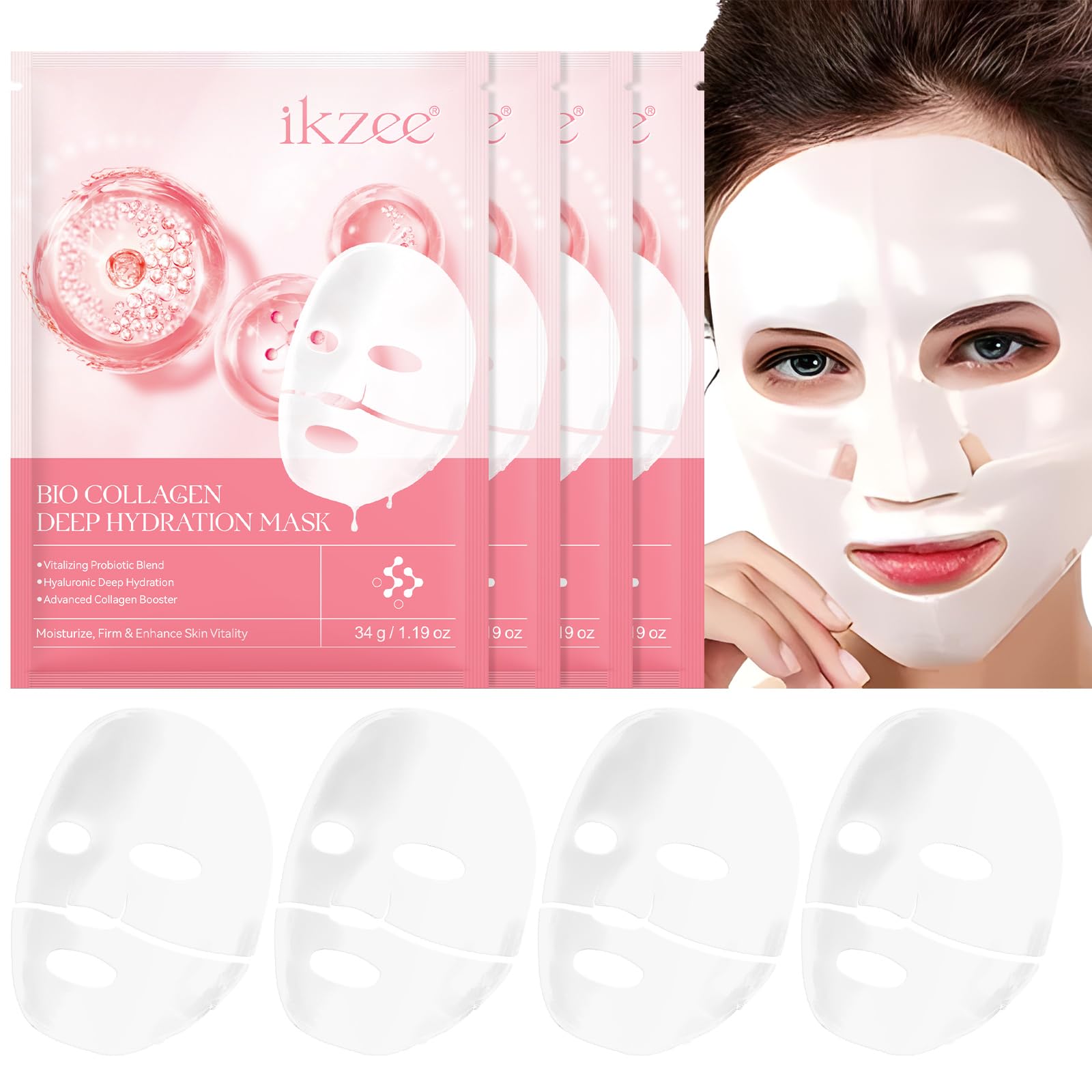 Foto 2 pulgar | Mascarilla Facial De Colágeno Probiótico Vitalizante 34 G X 4 Para Adultos - Venta Internacional.