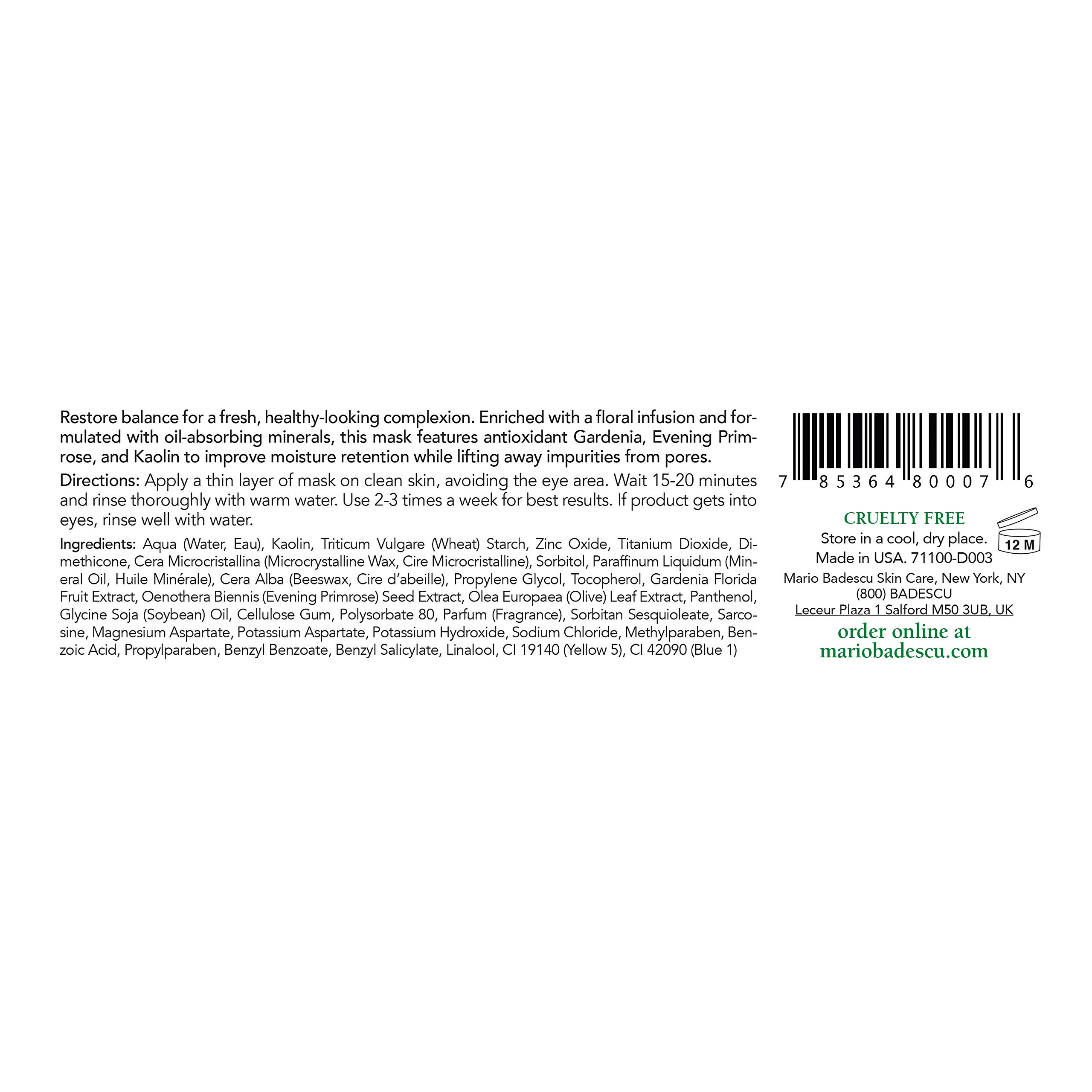 Foto 3 pulgar | Mascarilla Facial Mario Badescu Flower & Tonic 60 Ml Para Piel Grasa - Venta Internacional.