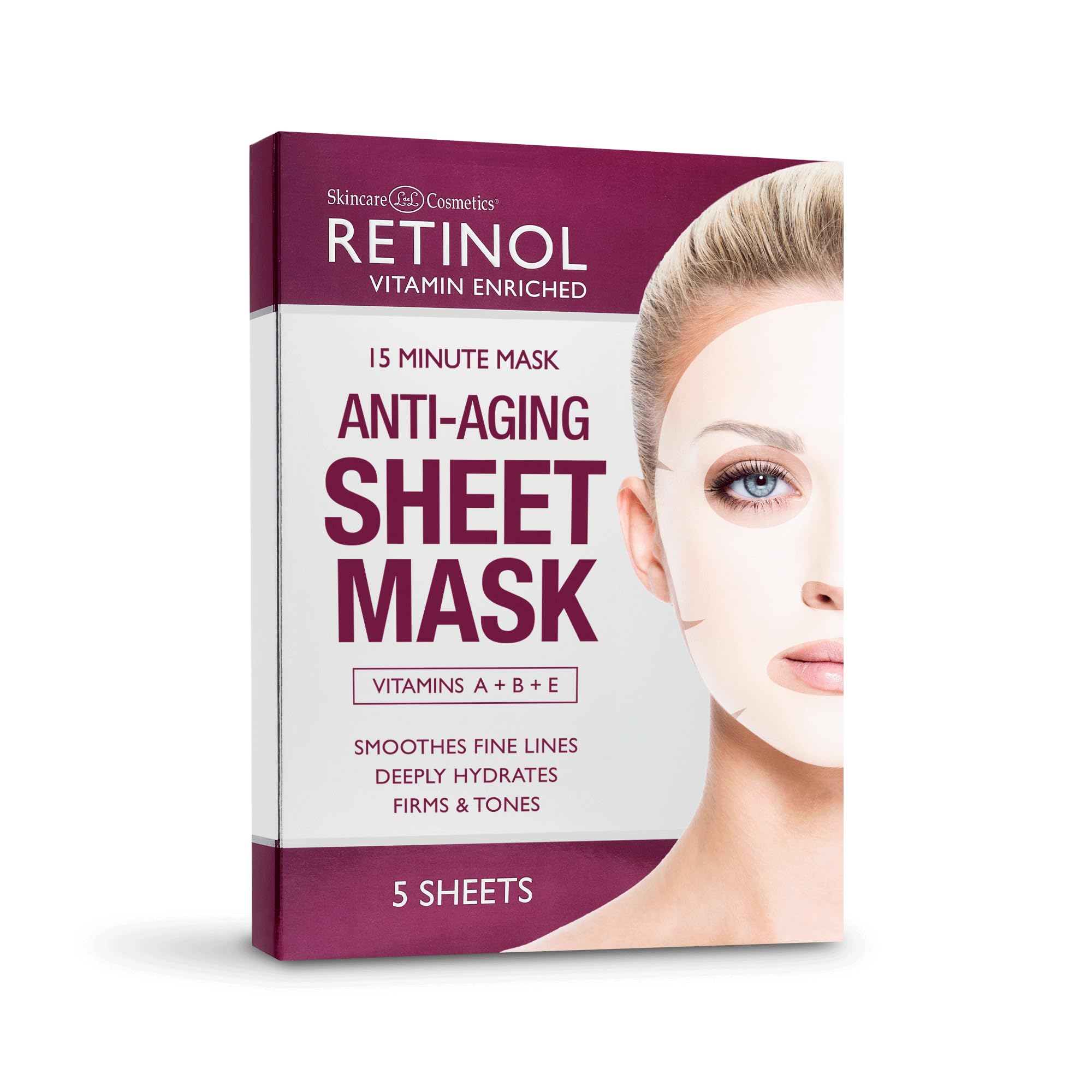 Mascarilla Hidratante Antienvejecimiento Con Retinol, 5 Láminas, Con Colágeno - Venta Internacional. $545