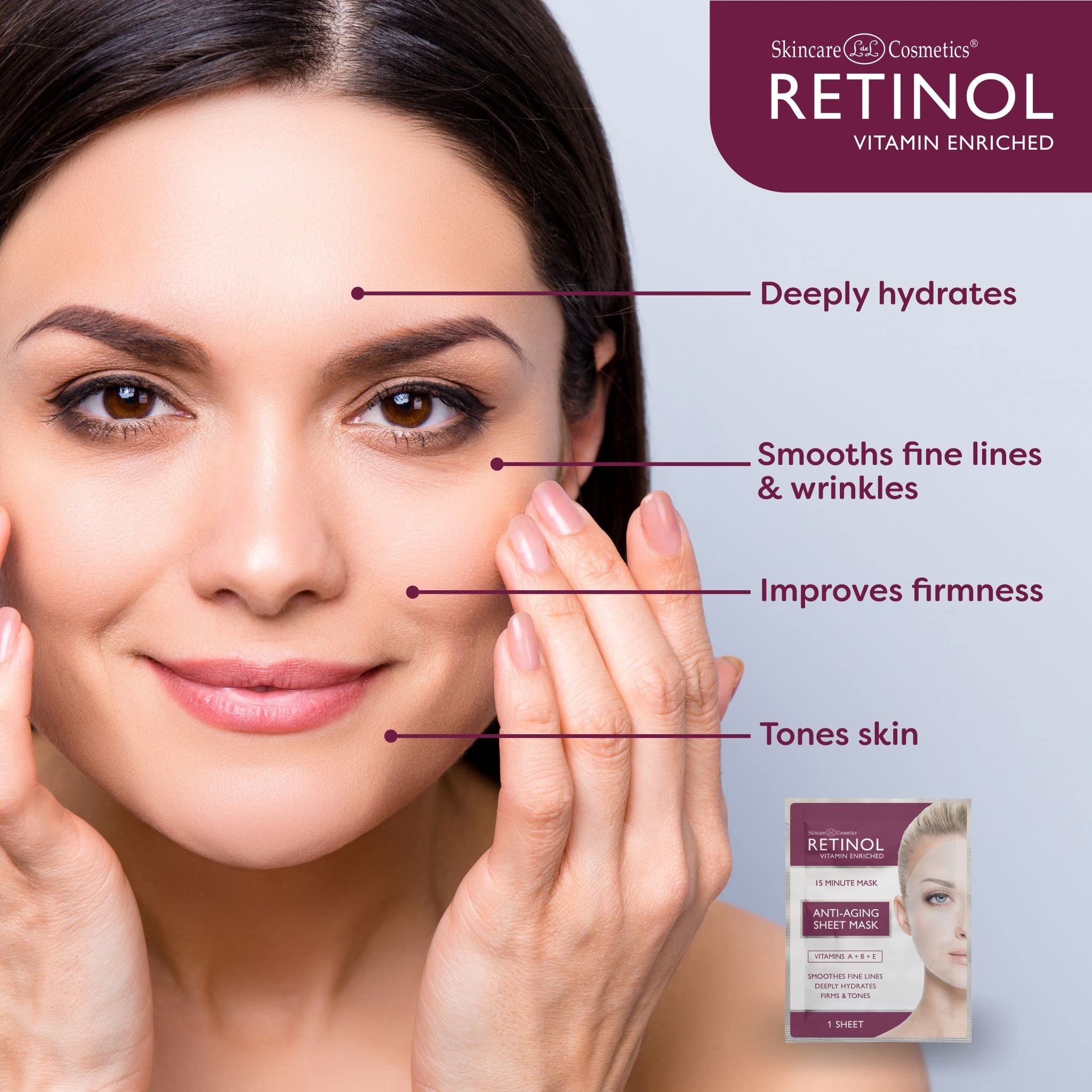 Foto 5 pulgar | Mascarilla Hidratante Antienvejecimiento Con Retinol, 5 Láminas, Con Colágeno - Venta Internacional.