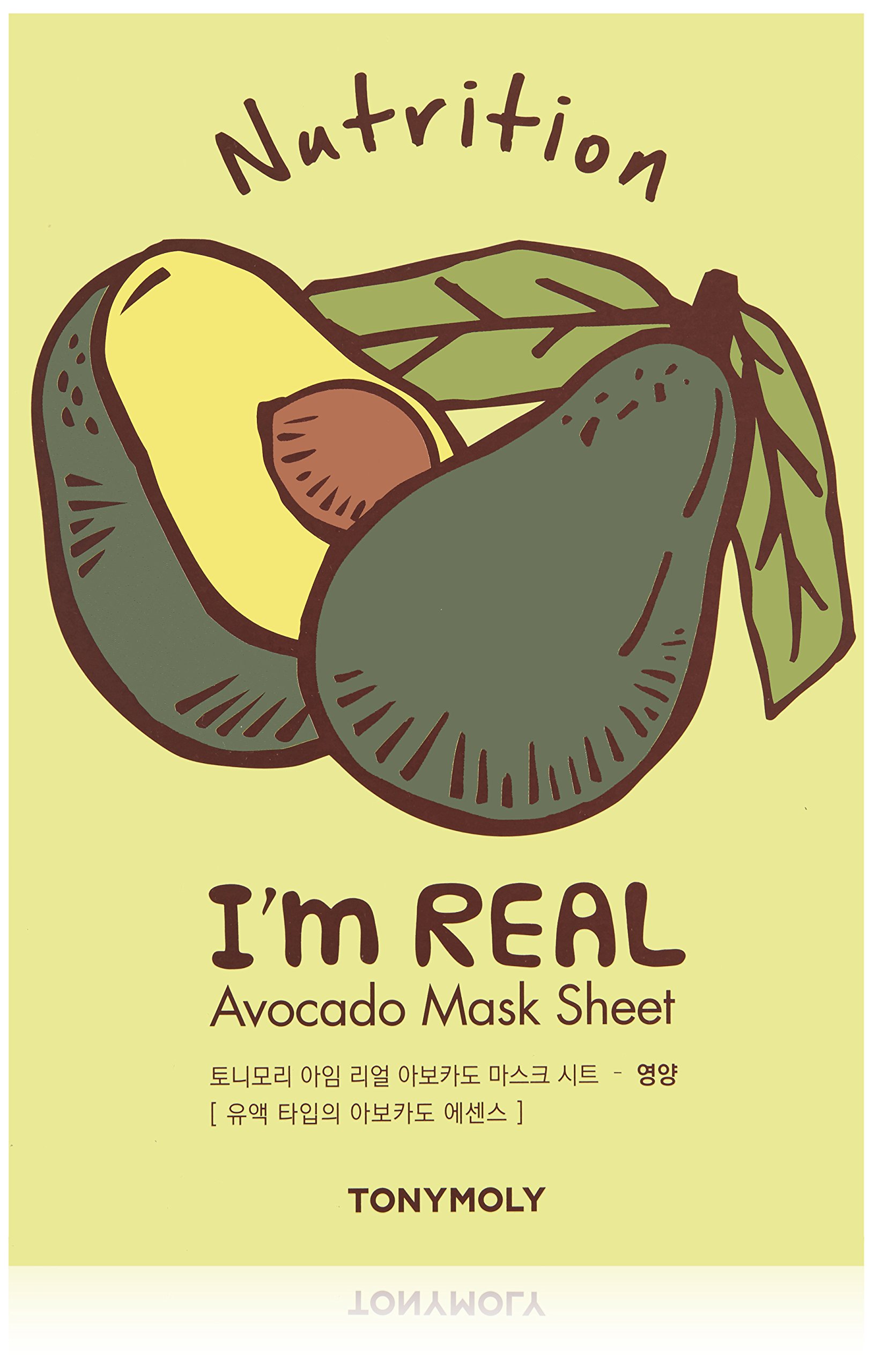 Mascarilla Tonymoly I'm Real Avocado, 10 Unidades, Paquete De 1 - Venta Internacional.