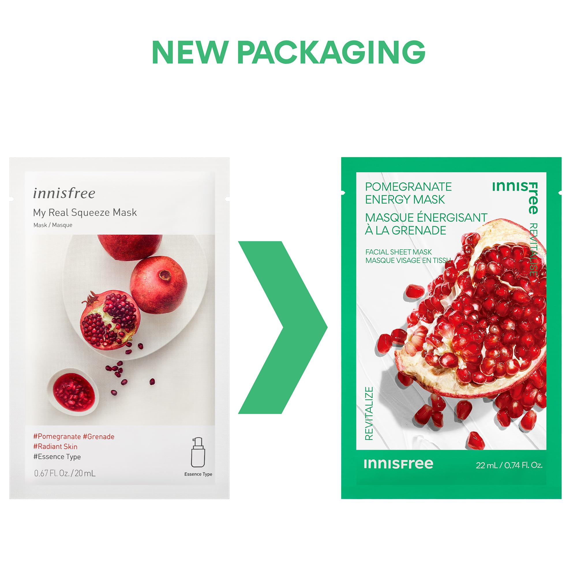 Foto 4 pulgar | Sheet Mask Innisfree Pomegranate Energy Hydrating Serum - Venta Internacional.