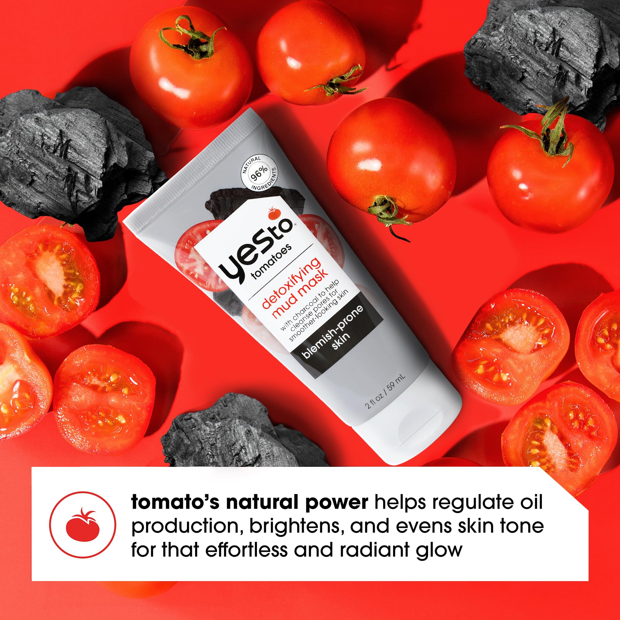 Foto 5 pulgar | Mascarilla De Barro Yes To Tomatoes Clear Skin, Carbón Desintoxicante, 60 Ml - Venta Internacional.