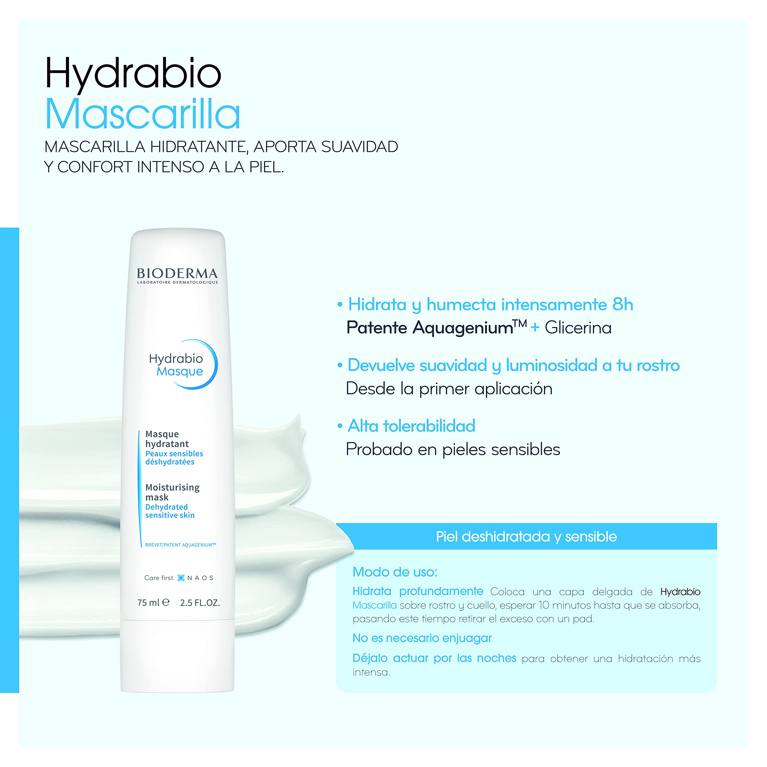 Foto 5 pulgar | Mascarilla Facial Bioderma Hydrabio Para Pieles Sensibles Y Deshidratadas - Venta Internacional.