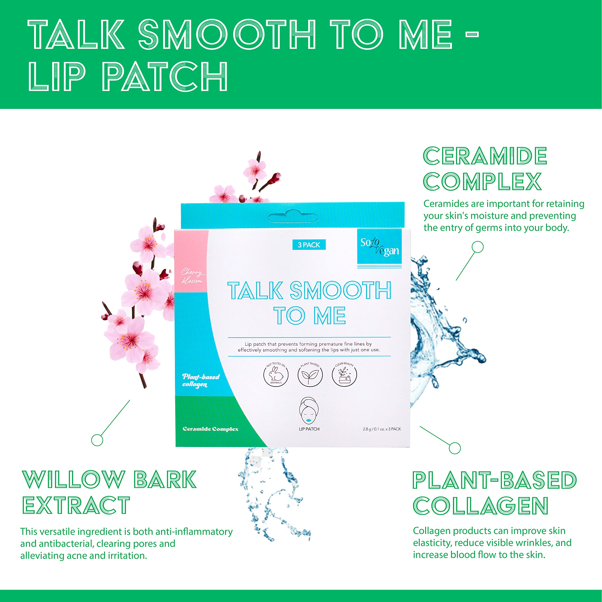 Foto 6 pulgar | Set De Mascarillas Para Labios Solovegan Talk Smooth To Me Skin Care, Paquete De 3 - Venta Internacional.