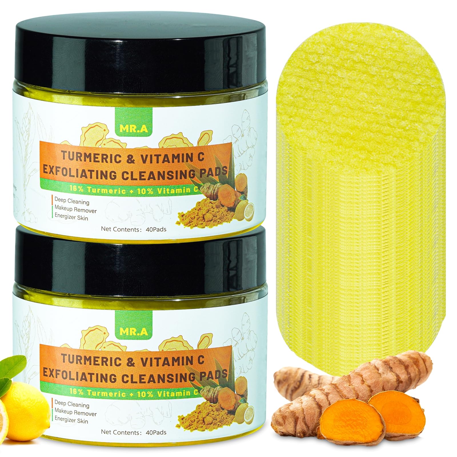 Almohadillas Limpiadoras Mr.a Turmeric Con Vitamina C Y B5, 80 Unidades - Venta Internacional.