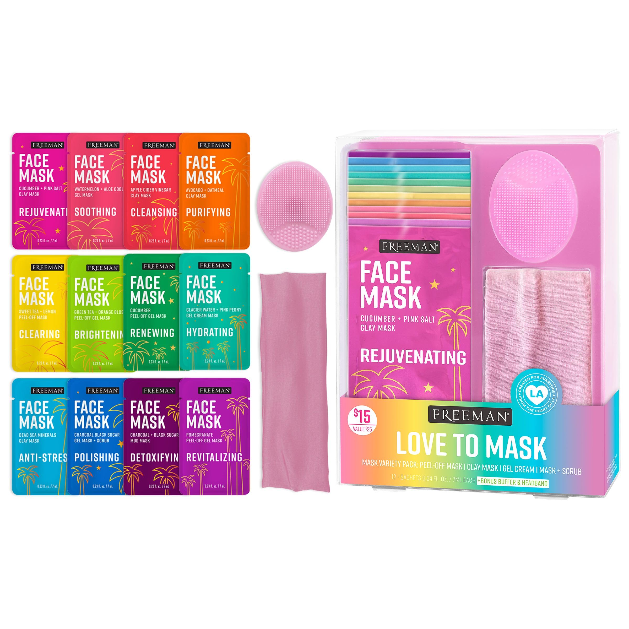 Foto 2 pulgar | Set De Mascarillas Faciales Freeman Love To Mask, 14 Unidades, Más Un Bonus - Venta Internacional.