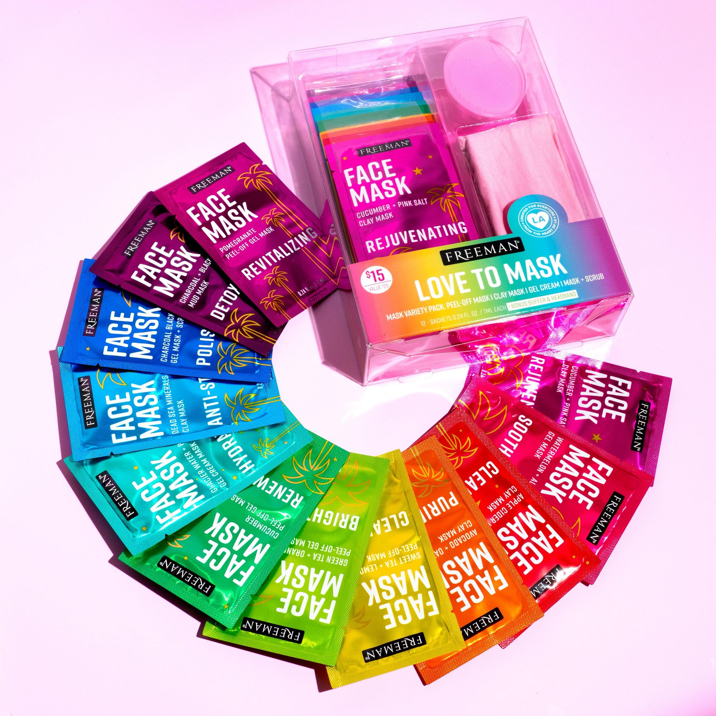 Foto 6 | Set De Mascarillas Faciales Freeman Love To Mask, 14 Unidades, Más Un Bonus - Venta Internacional.