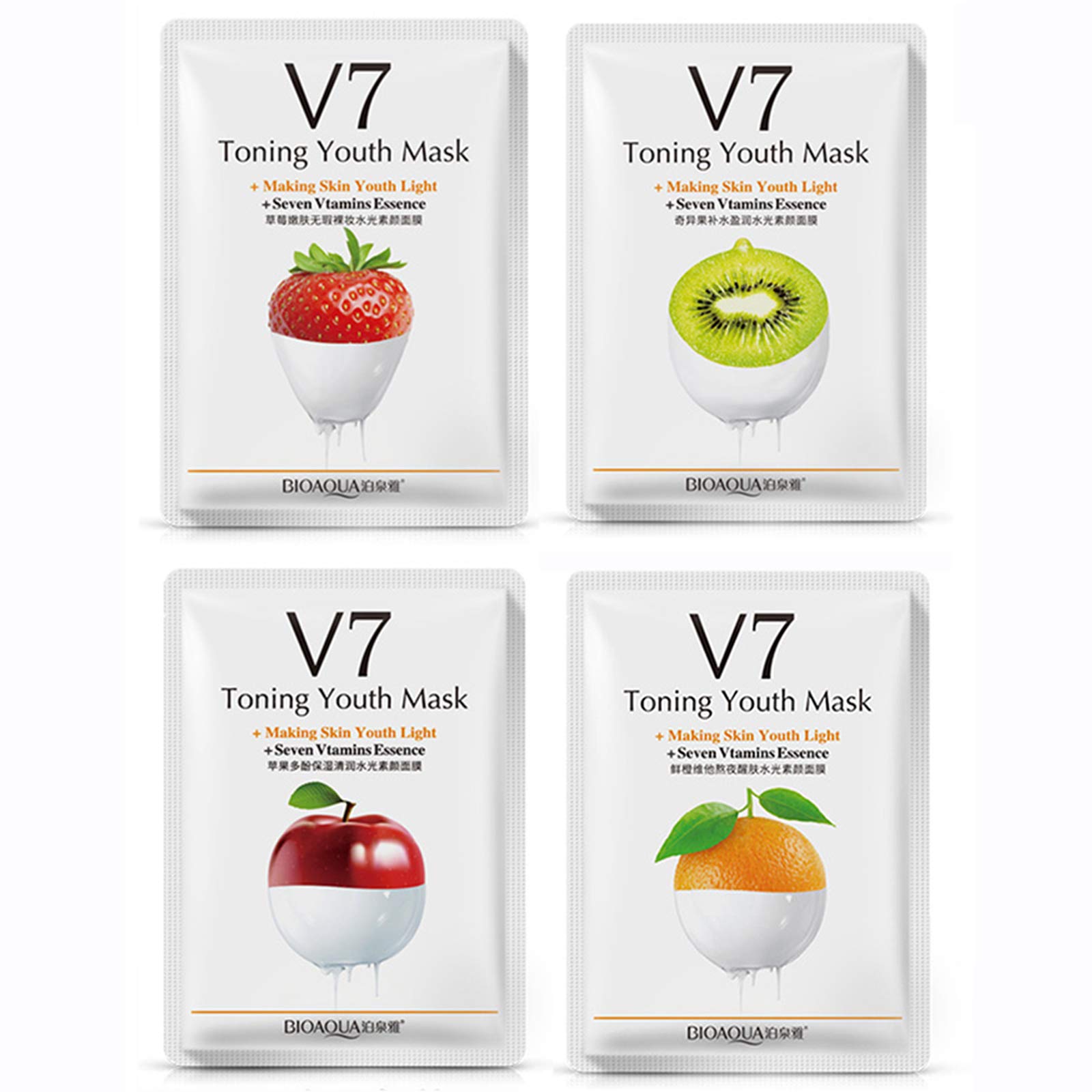 Foto 4 pulgar | Mascarilla Facial Bioaqua V7 De Hidratación Profunda Con 7 Vitaminas 30 G X 8 - Venta Internacional.