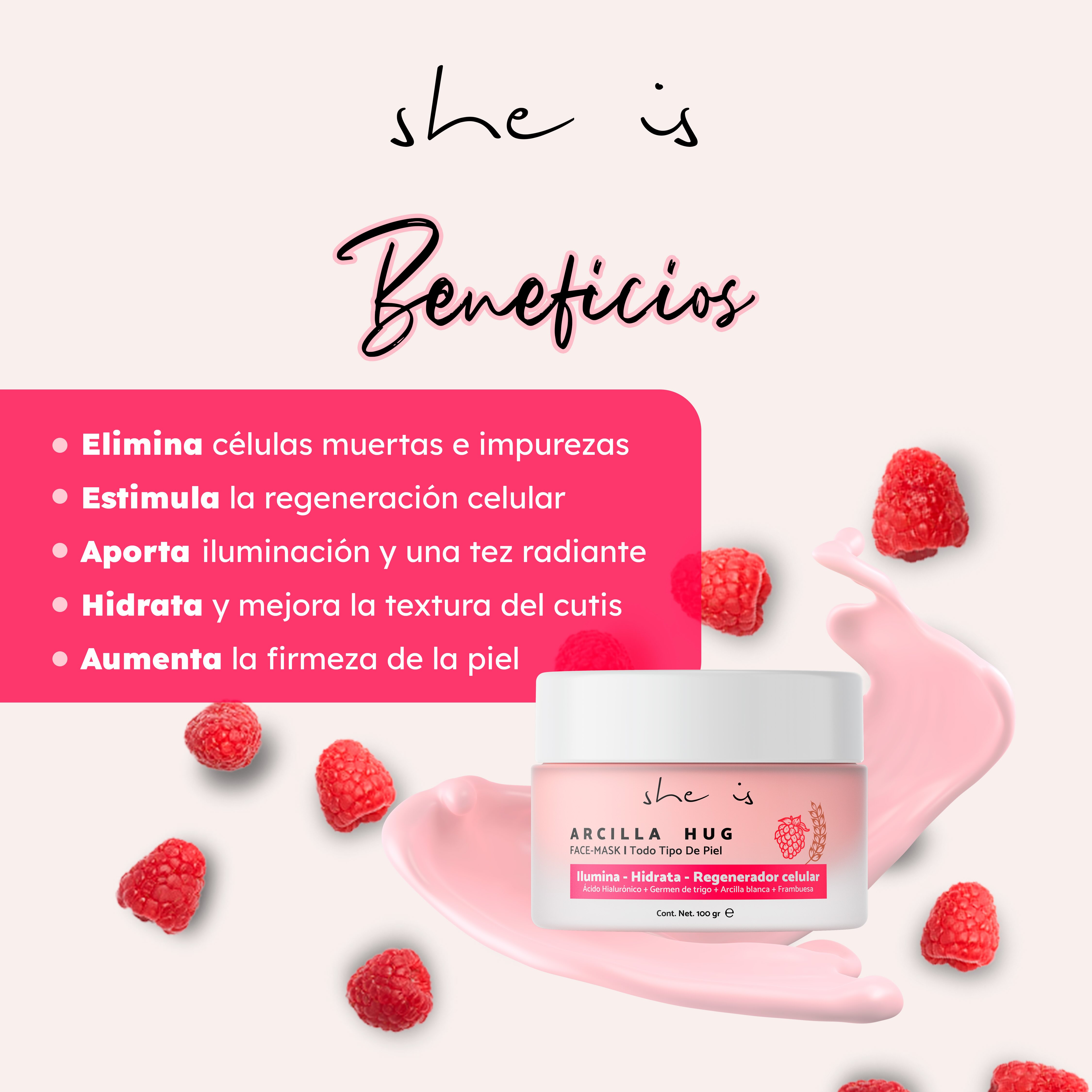 Foto 4 pulgar | Mascarilla Facial She Is Skincare Arcilla Hug 100 g