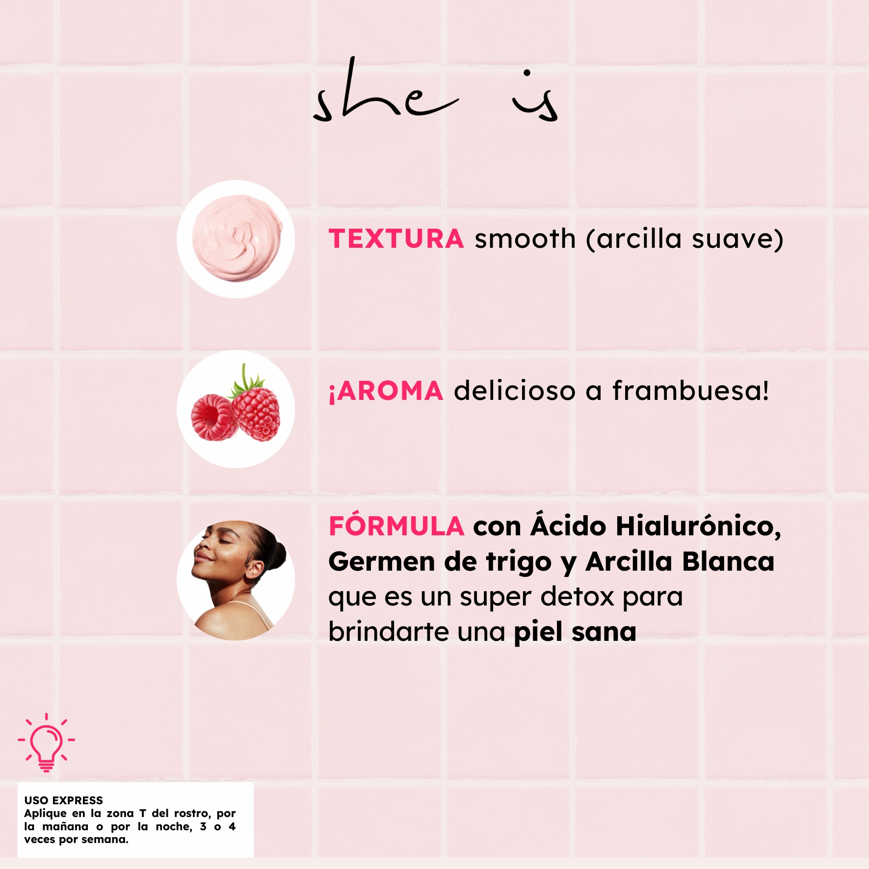 Foto 5 pulgar | Mascarilla Facial She Is Skincare Arcilla Hug 100 g