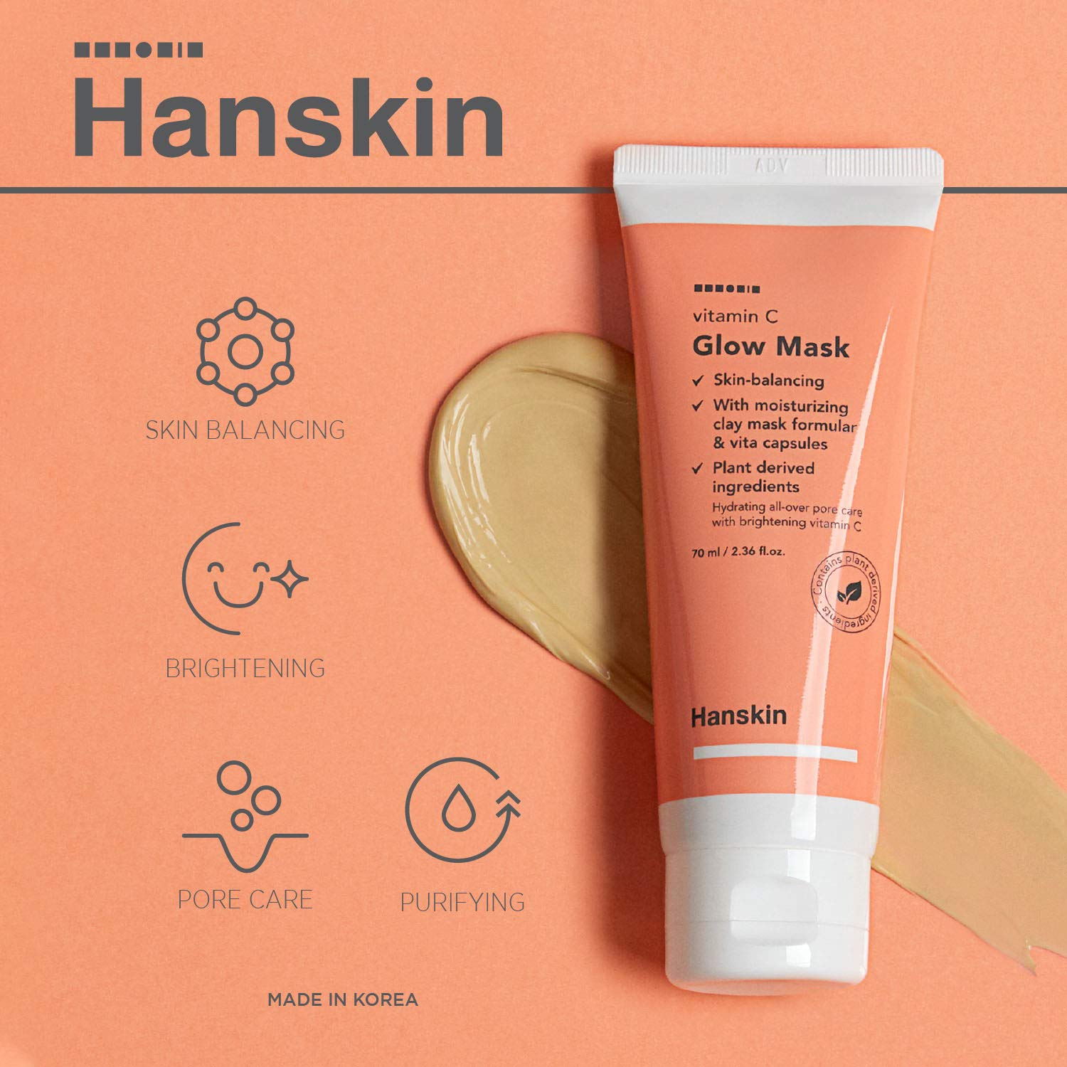 Foto 3 pulgar | Máscara De Arcilla Hanskin, Mascarilla Luminosa Con Vitamina C, 70 Ml, Purificadora De Poros - Venta Internacional.