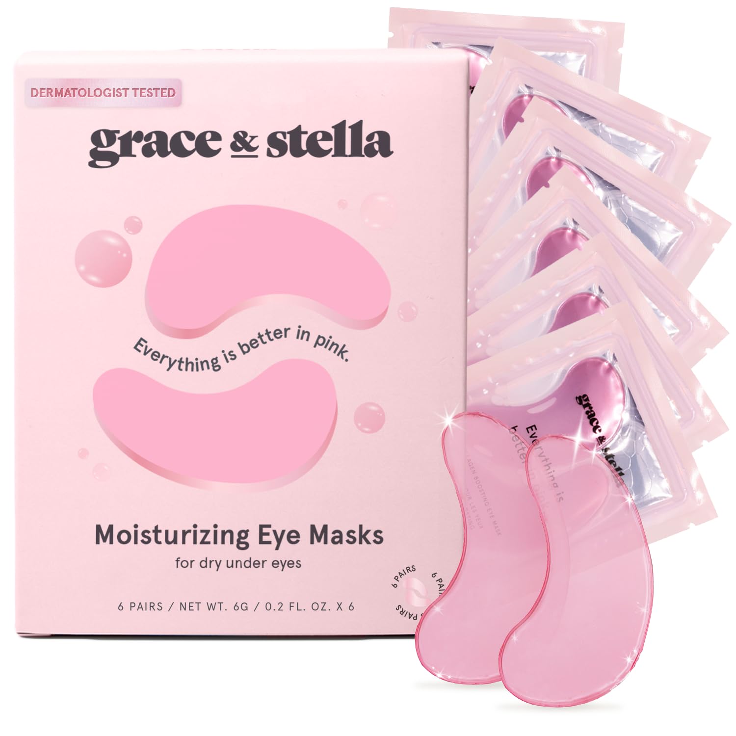 Foto 2 pulgar | Máscara Para Ojos Grace & Stella, Ganadora Del Premio Grace & Stella (6 Pares), Color Rosa - Venta Internacional.