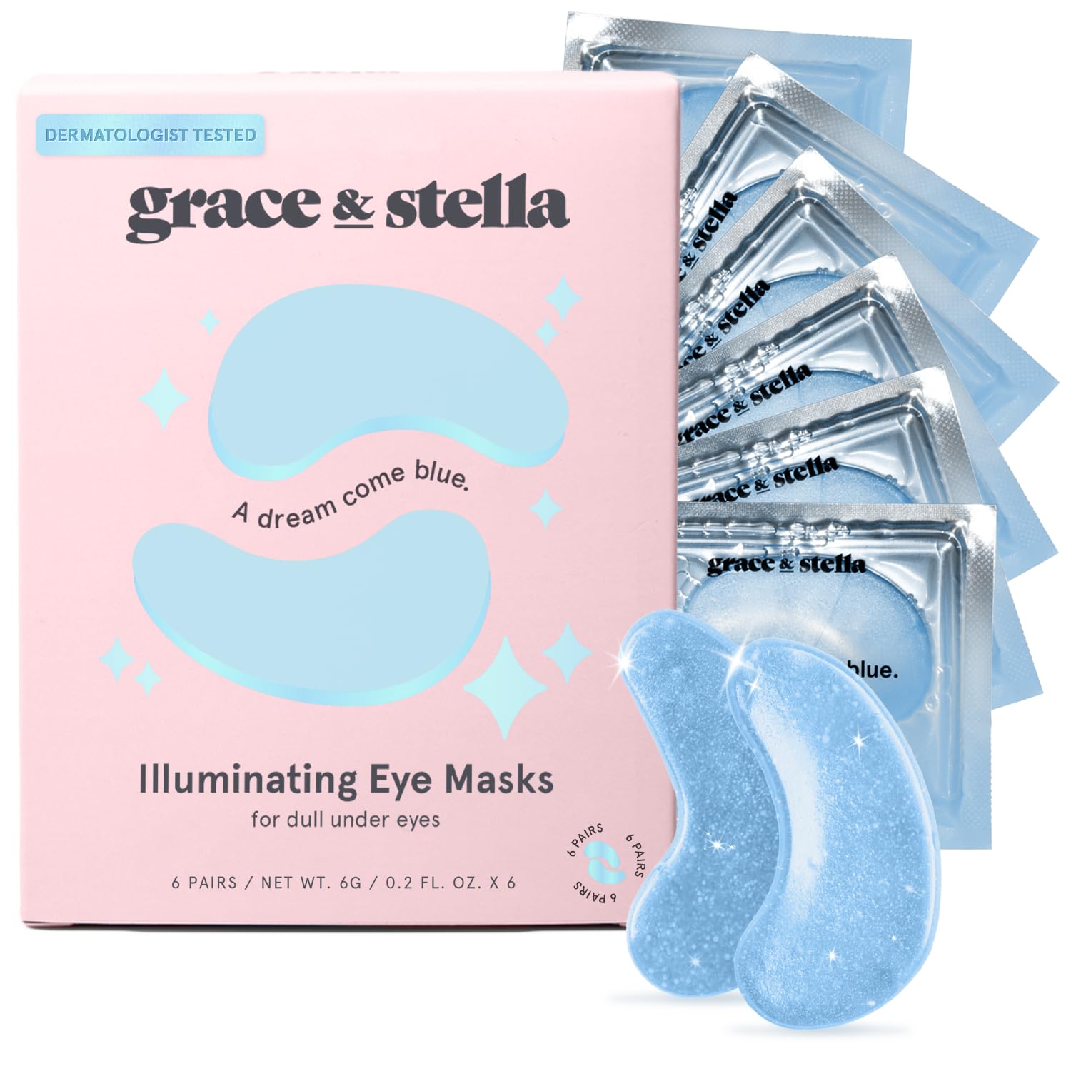 Foto 1 | Máscara Para Ojos Grace & Stella, Ganadora Del Premio Grace & Stella (6 Pares), Color Azul - Venta Internacional.