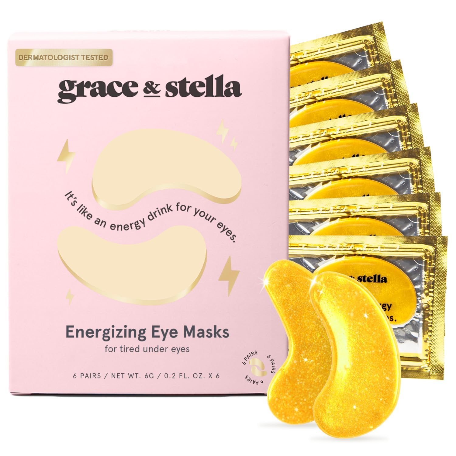 Máscara Para Debajo De Los Ojos Grace & Stella Gold, 6 Pares De Ojeras - Venta Internacional.