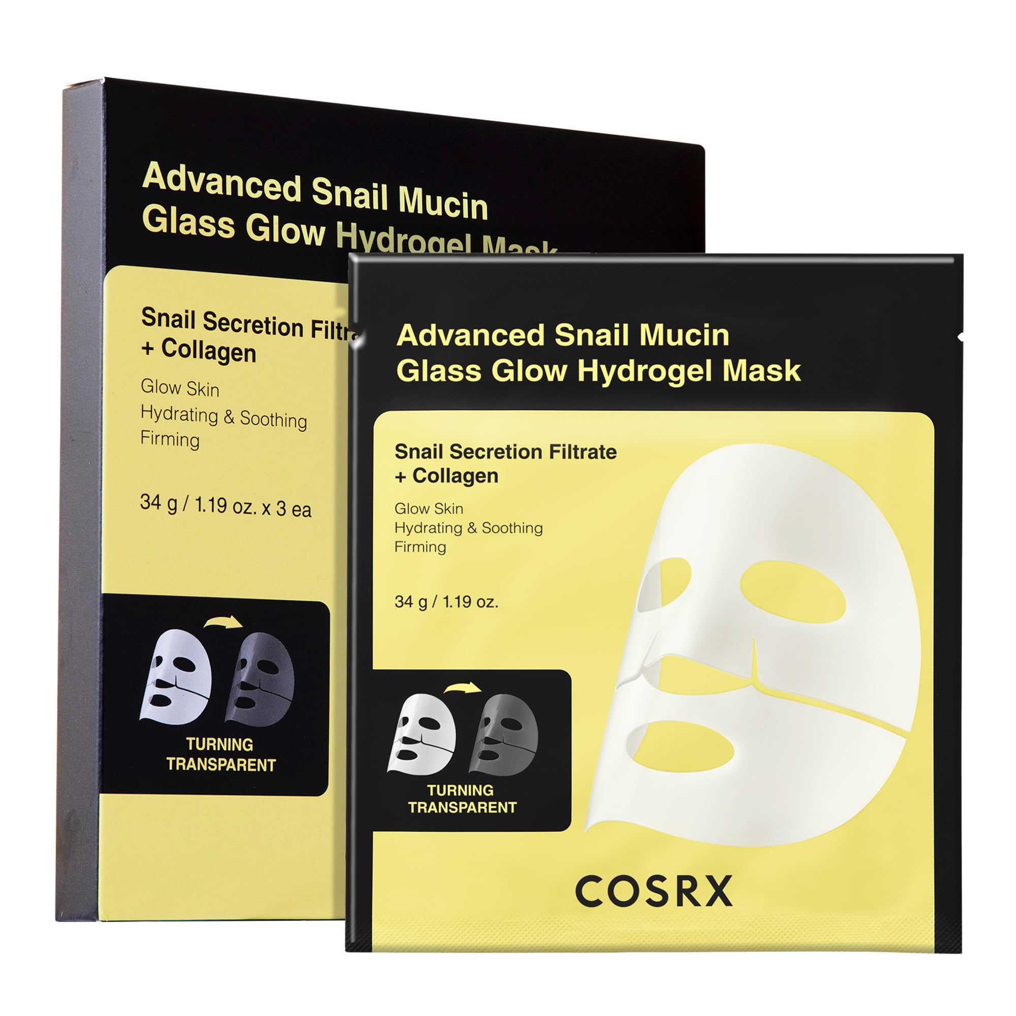 Máscaras Faciales Cosrx Advanced Snail Mucin Glass Glow X3 - Venta Internacional.