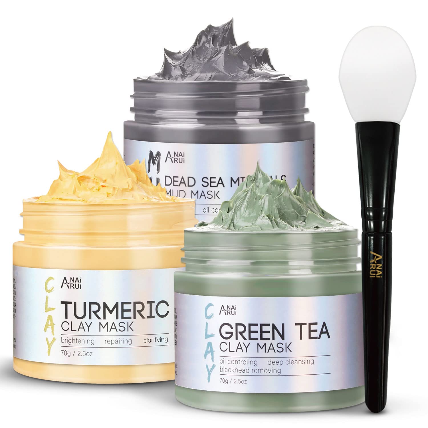 Foto 2 pulgar | Set de Mascarillas Faciales Anai Rui Máscara de Cúrcuma y Arcilla Té Verde Mar Muerto - Venta Internacional
