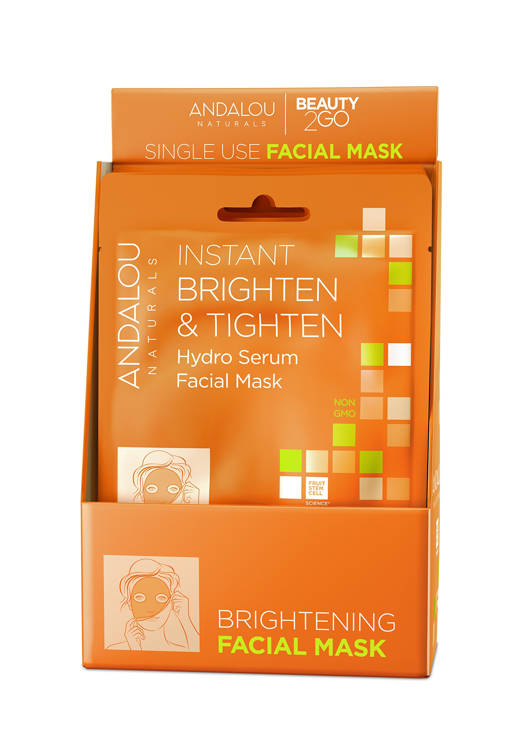 Mascarilla Facial Andalou Naturals Instant Brighten Hydro Serum Paquete de 6 - Venta Internacional