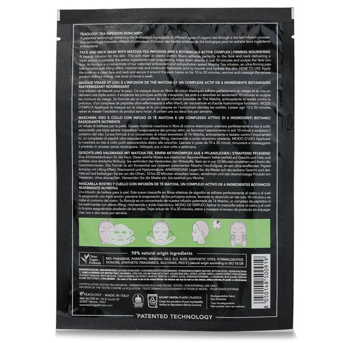 Foto 7 pulgar | Mascarilla Para Rostro Y Cuello Teaology Matcha Tea Superfood - Venta Internacional.