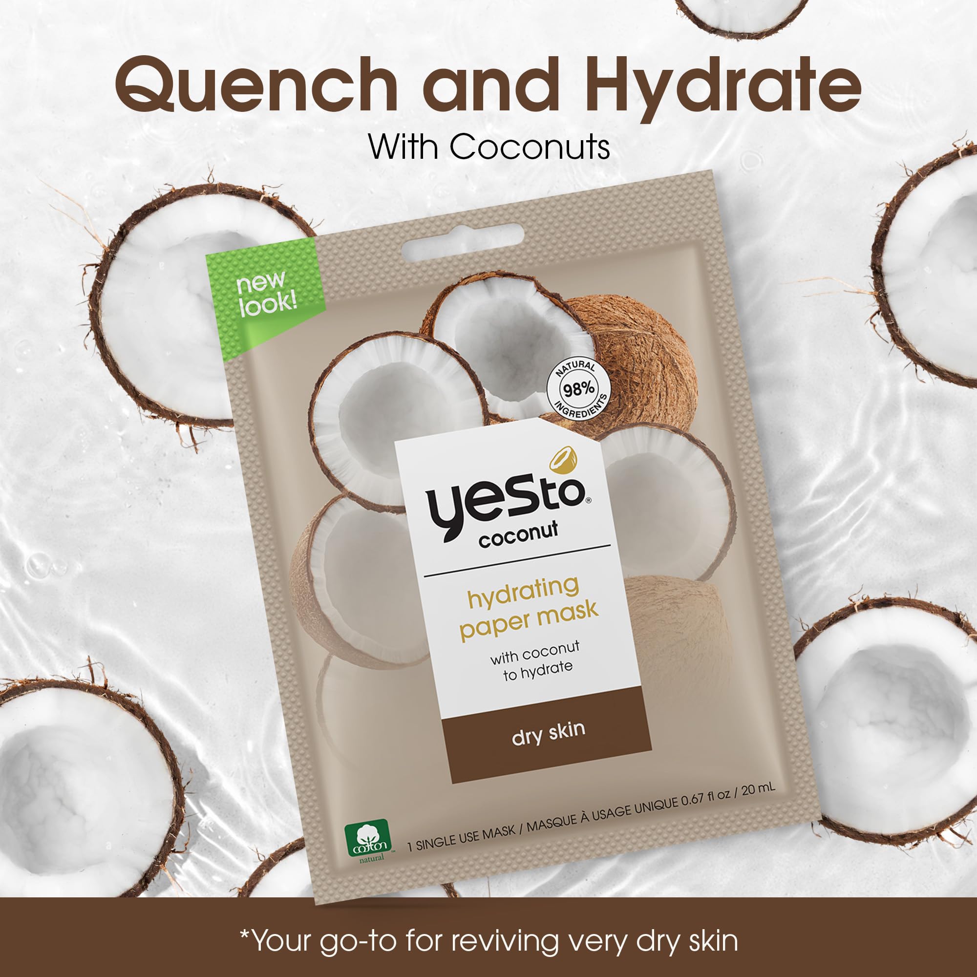Foto 4 pulgar | Máscara De Papel Hidratante Yes To Coconut Para Piel Seca, Paquete De 3 - Venta Internacional.