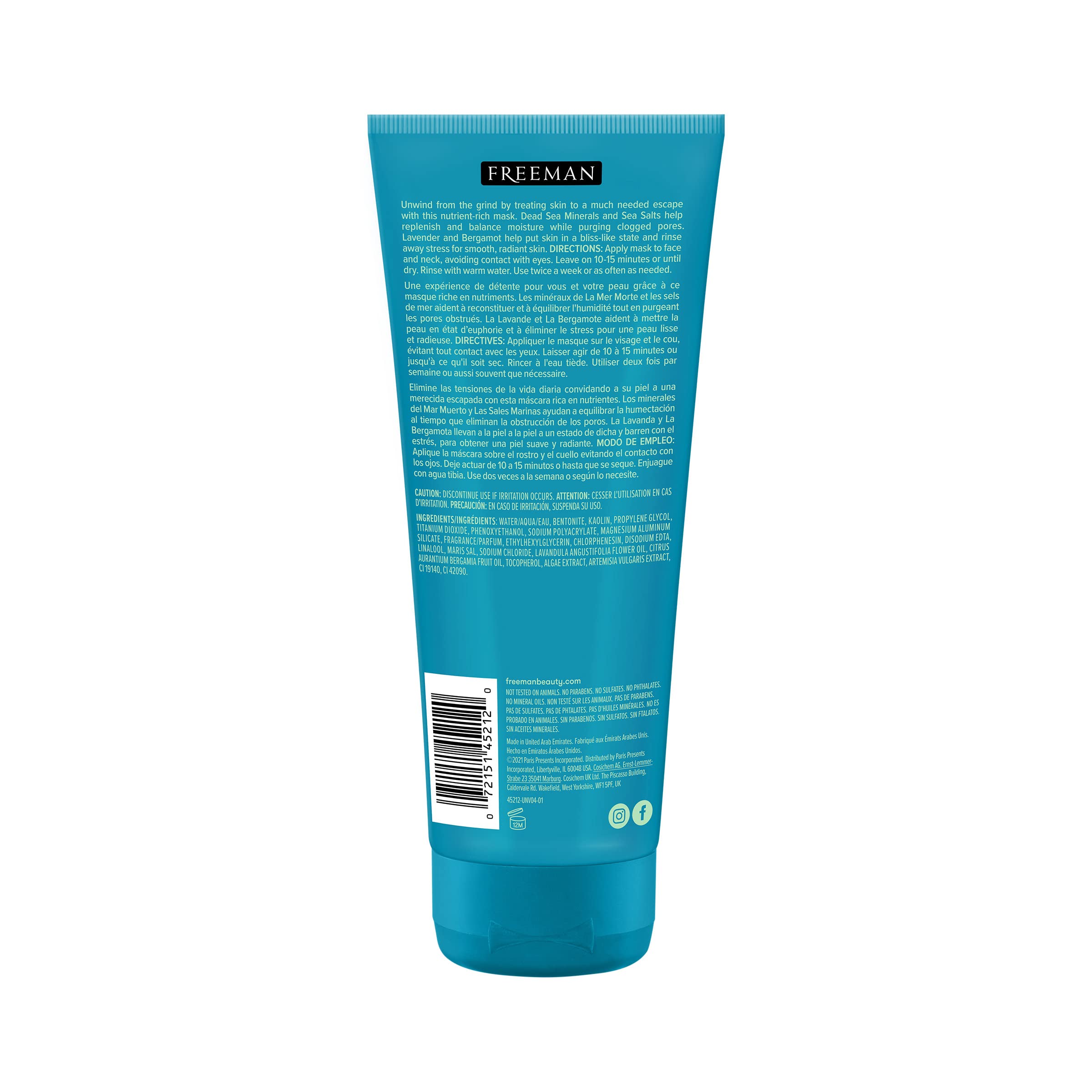 Foto 8 pulgar | Mascarilla De Arcilla Freeman Antiestrés Mineral Del Mar Muerto 175 Ml - Venta Internacional.