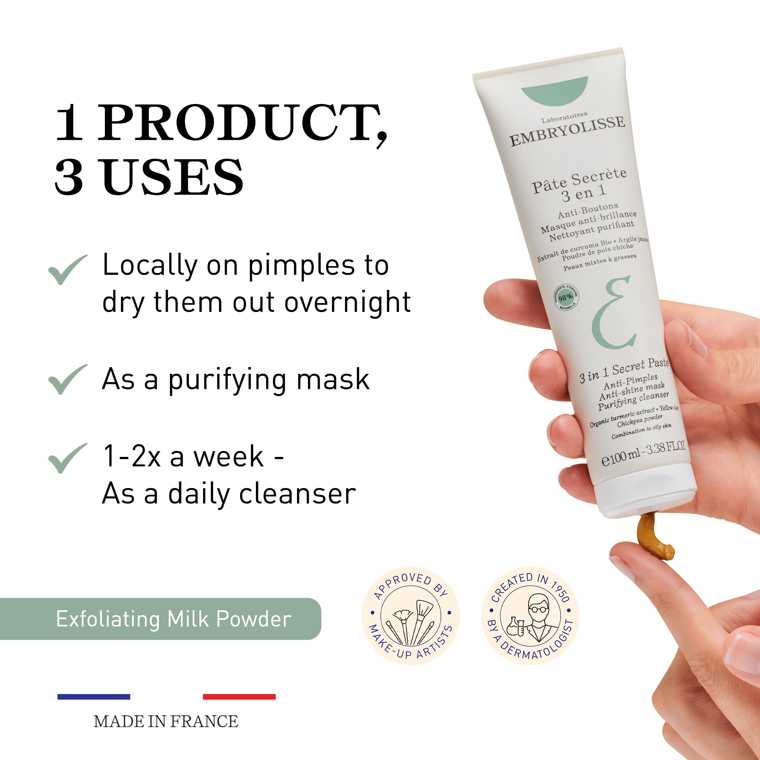 Foto 4 pulgar | Mascarilla De Arcilla Embryolisse 3 En 1 Contra Las Espinillas Y El Acné, 100 Ml - Venta Internacional.