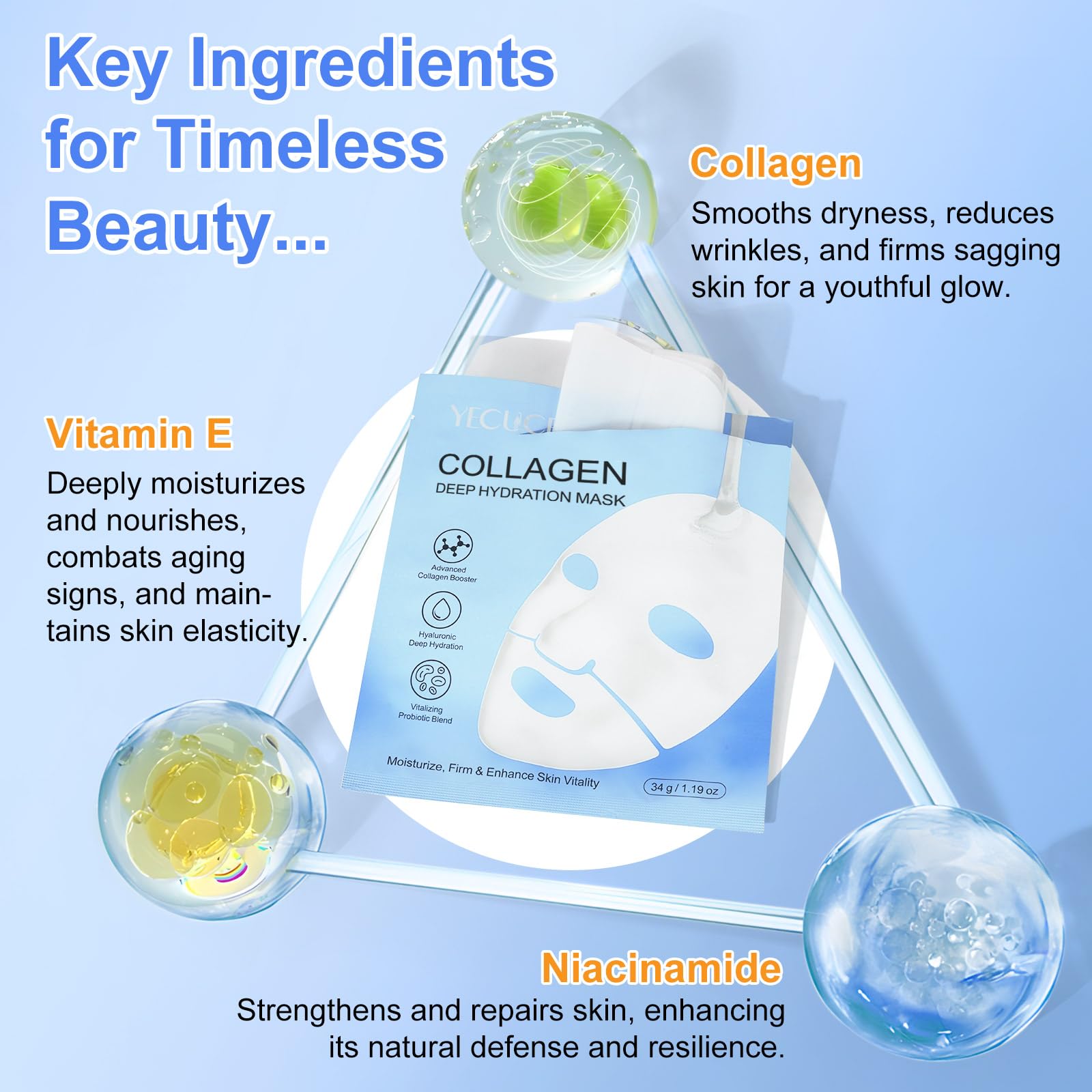 Foto 4 pulgar | Mascarilla Facial De Colágeno, Hidratación Profunda, Antiarrugas, 6 Unidades - Venta Internacional.