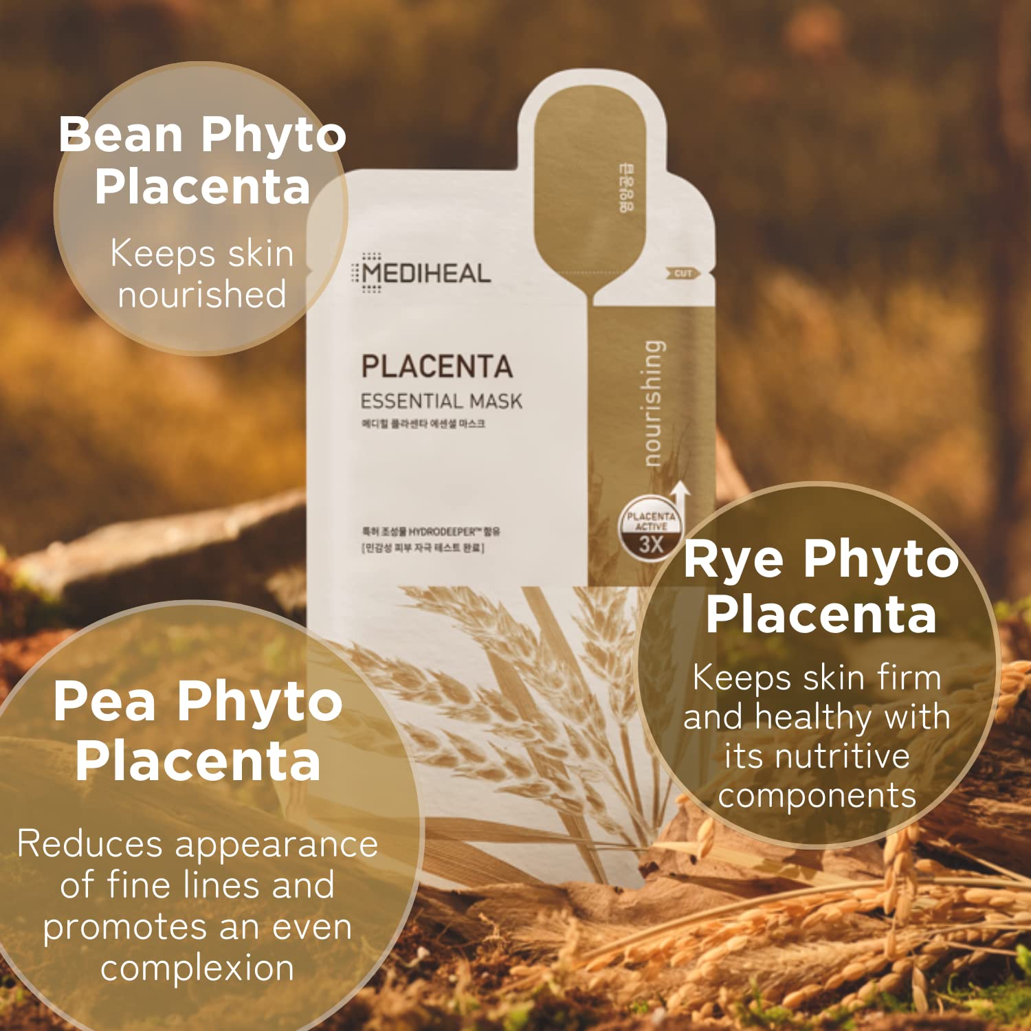 Foto 3 | Mascarilla Mediheal Placenta Essential Antiedad, 10 Hojas - Venta Internacional.