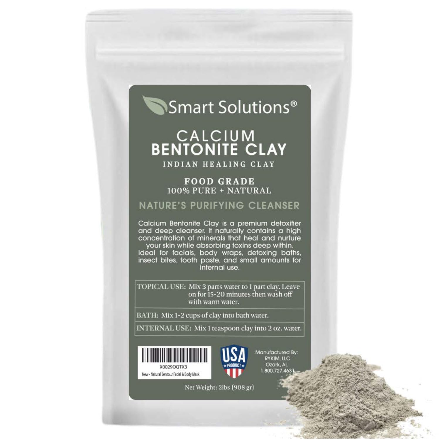 Foto 2 pulgar | Bentonita De Calcio Clay Smart Solutions, Apta Para Uso Alimentario, 0,9 Kg - Venta Internacional.