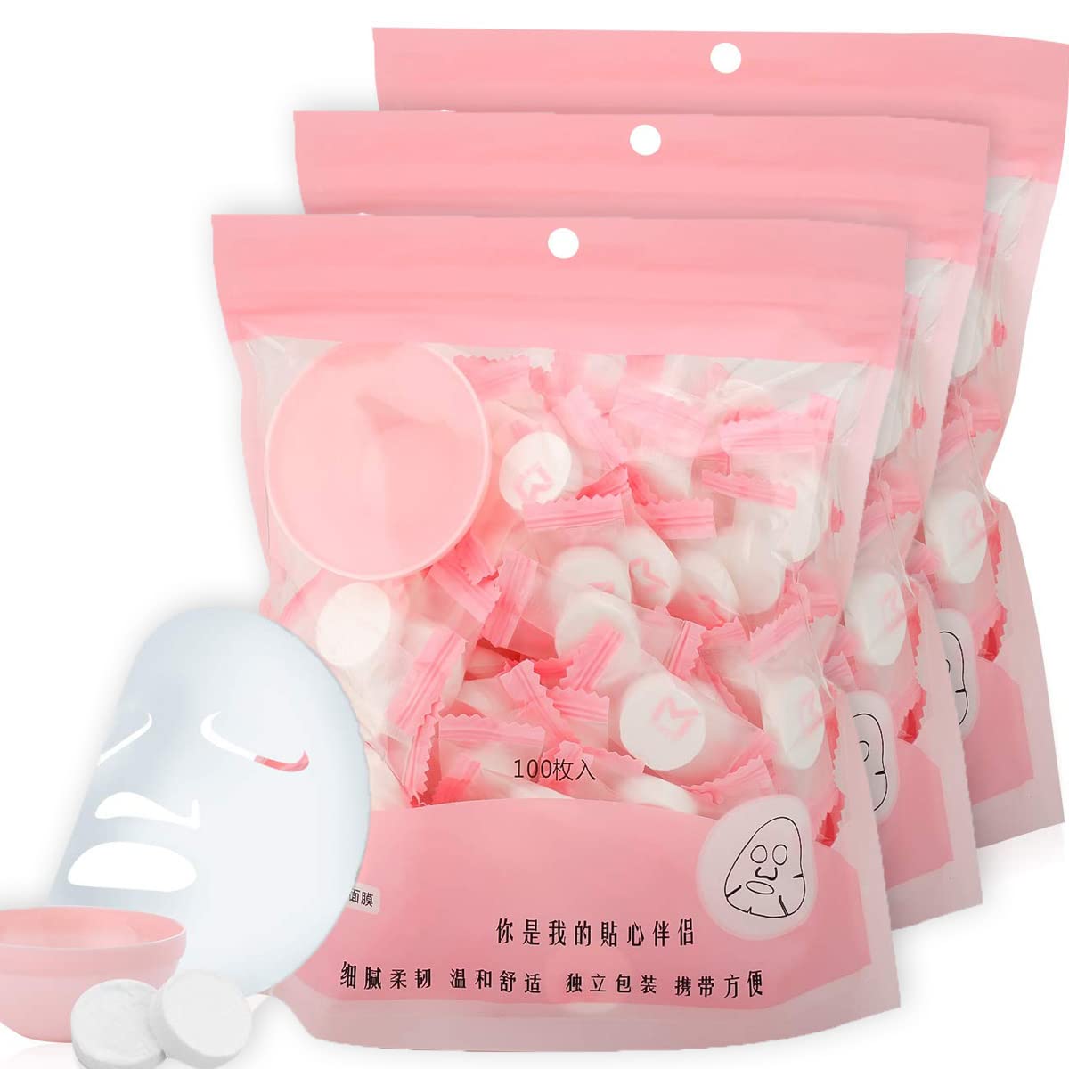 Foto 2 pulgar | Mascarilla Facial Comprimida Pormasbenzer Diy 300 Piezas Con Cuenco - Venta Internacional.