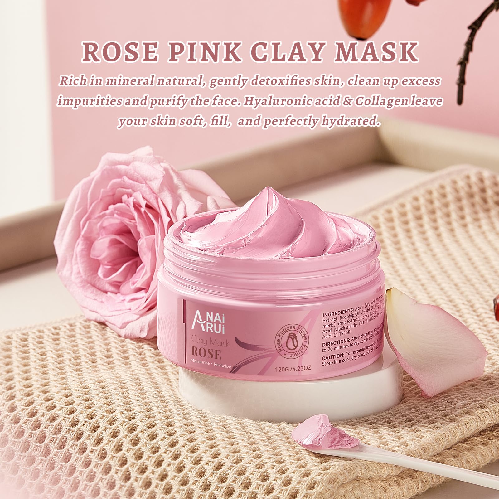 Foto 8 pulgar | Mascarilla Facial Anai Rui Rose Con Arcilla Rosa Caolín 125 Ml Con Niacinamida - Venta Internacional.