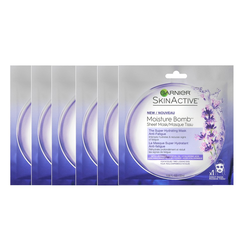 Foto 2 pulgar | Mascarilla Garnier Skinactive Moisture Bomb, 6 Unidades - Venta Internacional.